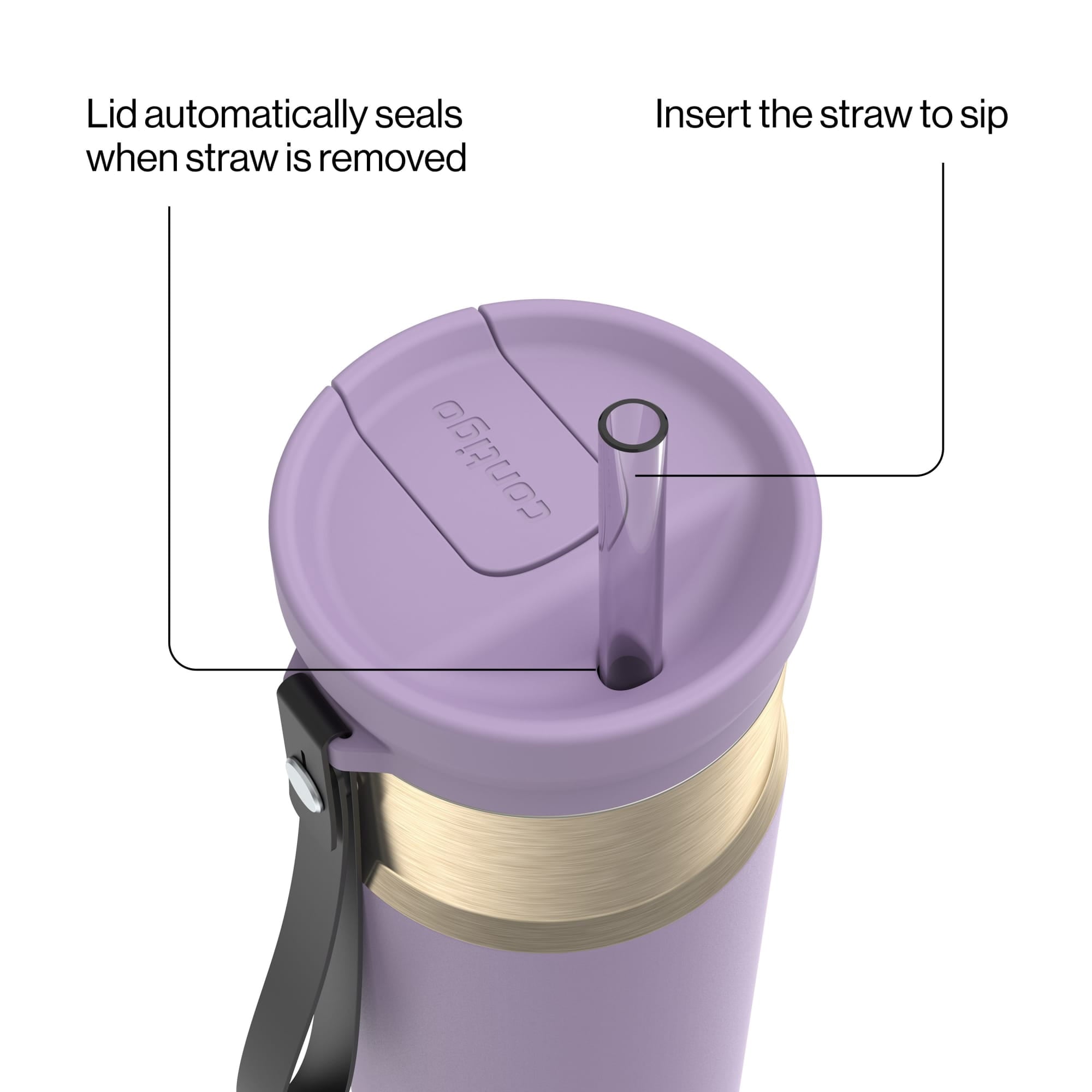 Contigo SnapSeal Leakproof Stainless Steel Reusable Water Bottle with Carrying Strap, Dark Blue/Bronze, 24 oz - 2NSK