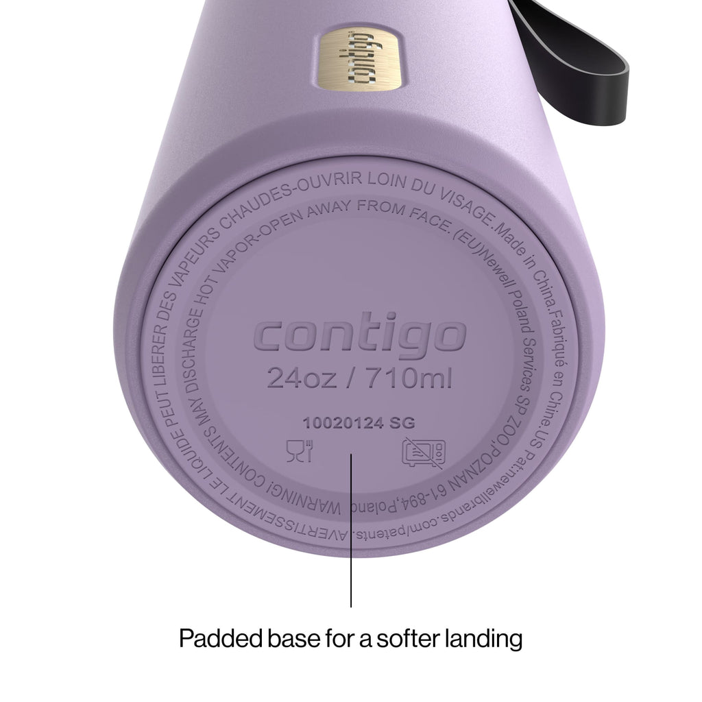 Contigo SnapSeal Leakproof Stainless Steel Reusable Water Bottle with Carrying Strap, Dark Blue/Bronze, 24 oz - 2NSK