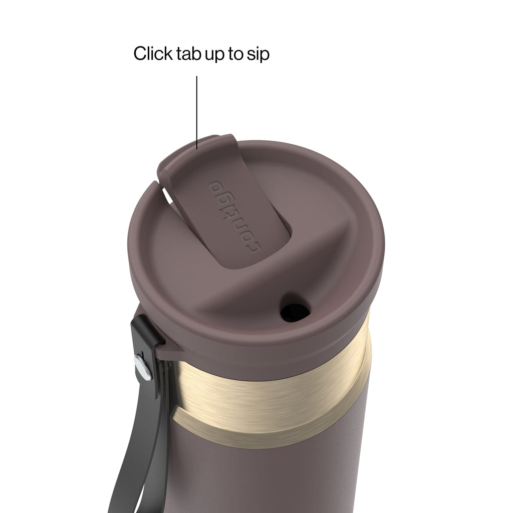Contigo SnapSeal Leakproof Stainless Steel Reusable Water Bottle with Carrying Strap, Dark Blue/Bronze, 24 oz - 2NSK