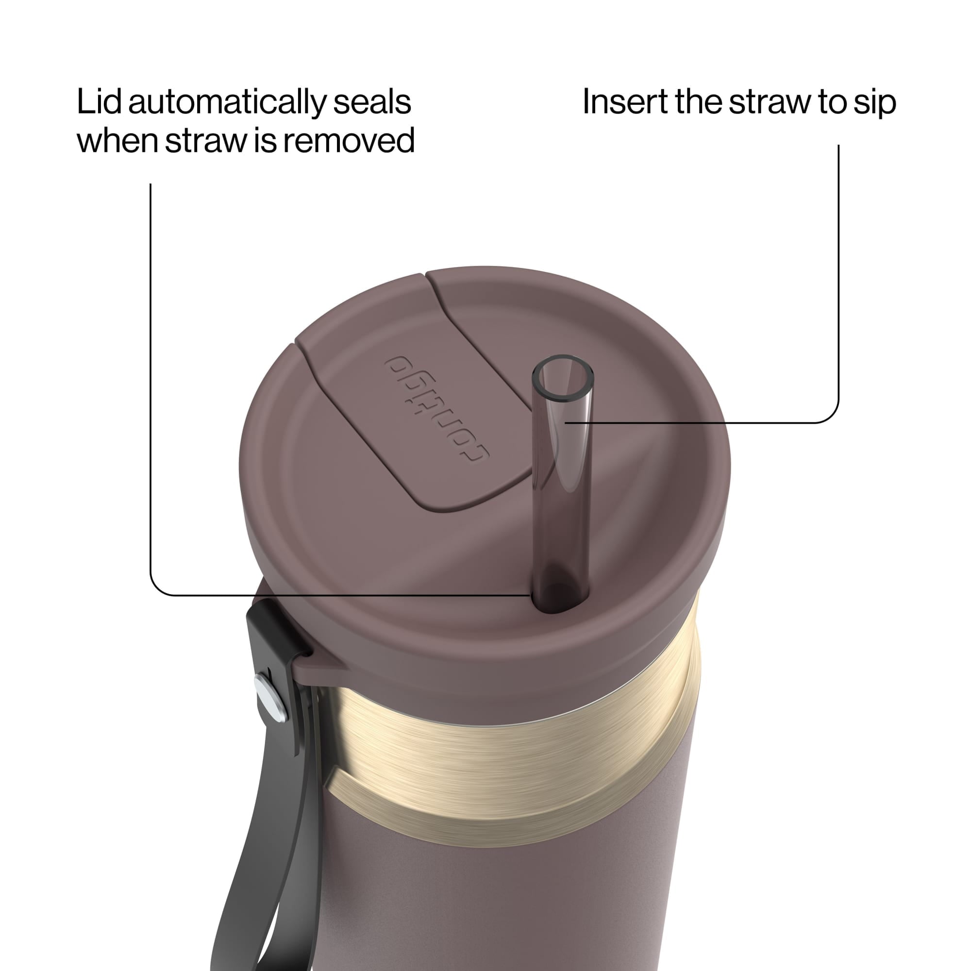 Contigo SnapSeal Leakproof Stainless Steel Reusable Water Bottle with Carrying Strap, Dark Blue/Bronze, 24 oz - 2NSK