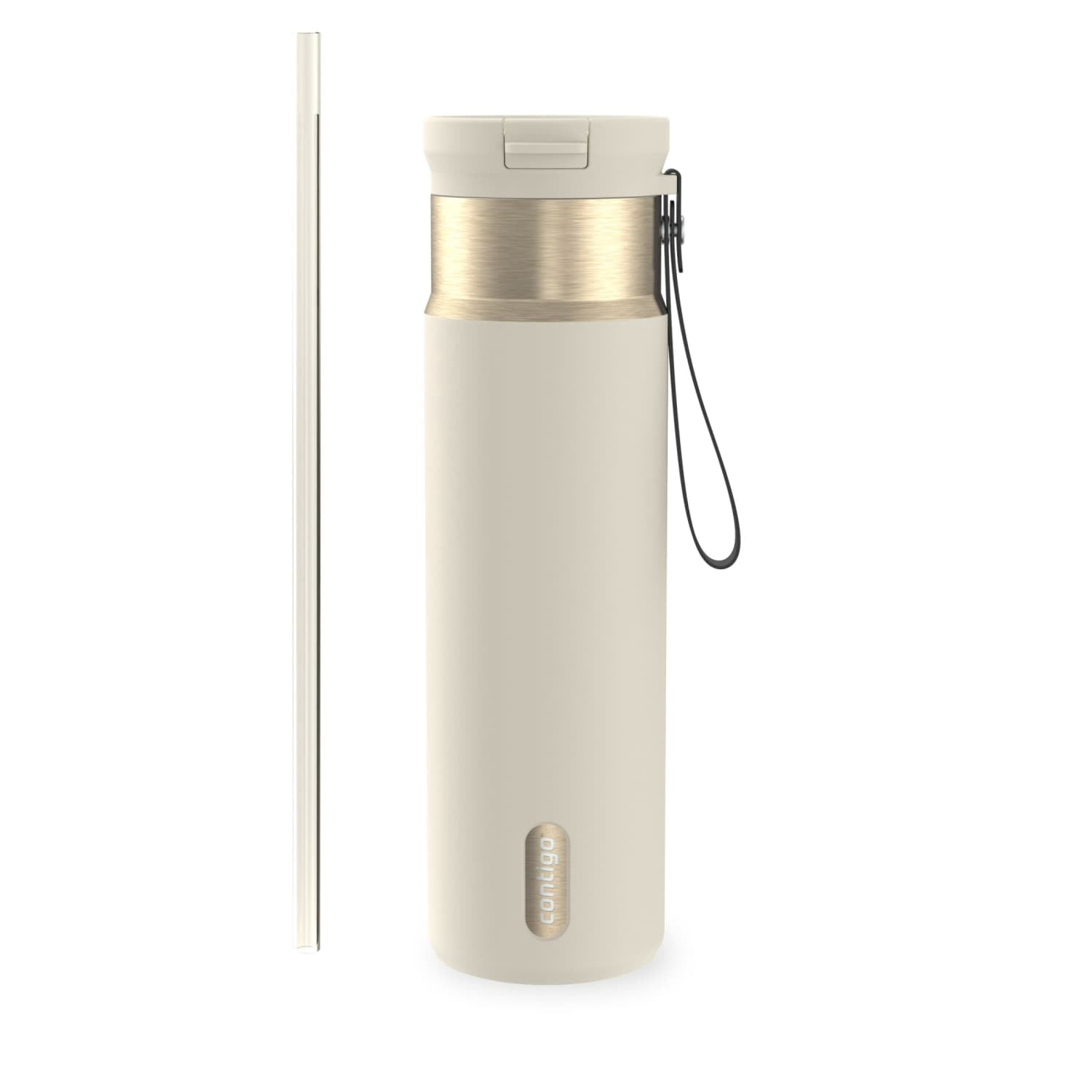 Contigo SnapSeal Leakproof Stainless Steel Reusable Water Bottle with Carrying Strap, Dark Blue/Bronze, 24 oz - 2NSK
