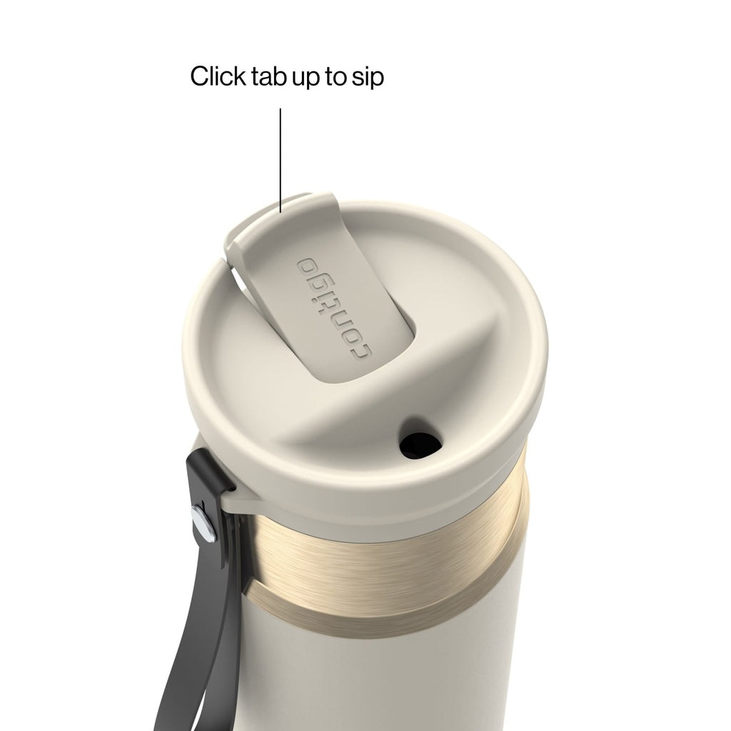 Contigo SnapSeal Leakproof Stainless Steel Reusable Water Bottle with Carrying Strap, Dark Blue/Bronze, 24 oz - 2NSK