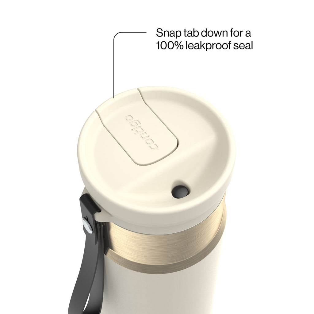 Contigo SnapSeal Leakproof Stainless Steel Reusable Water Bottle with Carrying Strap, Dark Blue/Bronze, 24 oz - 2NSK