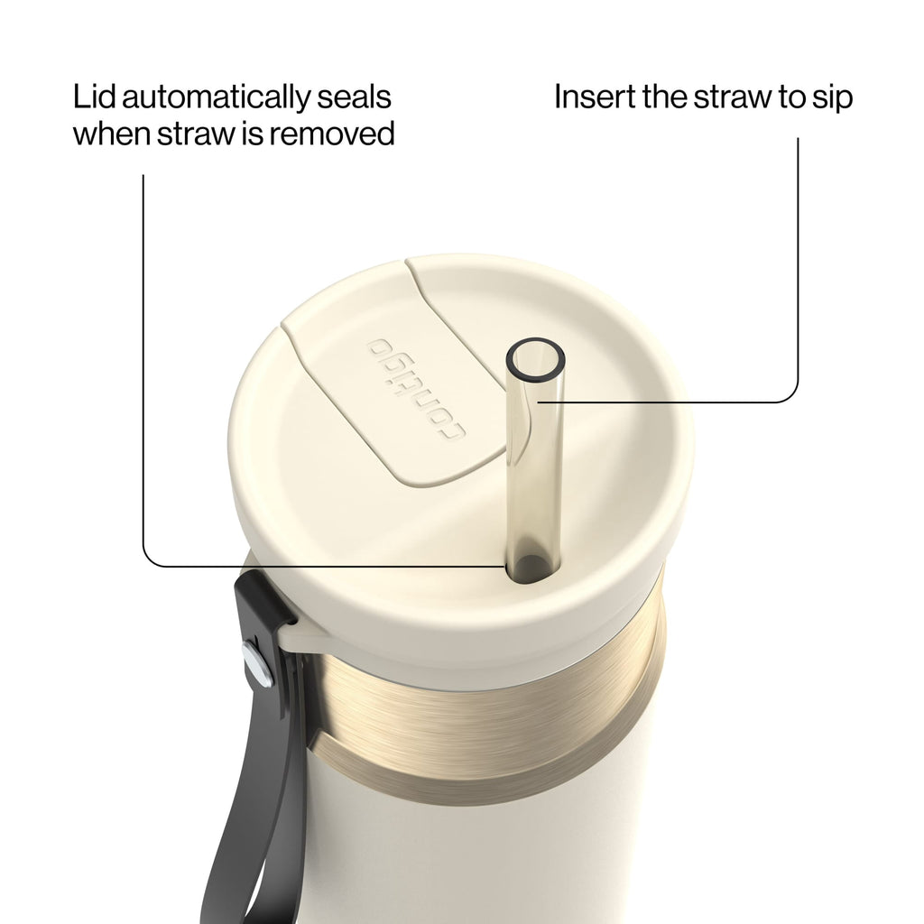 Contigo SnapSeal Leakproof Stainless Steel Reusable Water Bottle with Carrying Strap, Dark Blue/Bronze, 24 oz - 2NSK