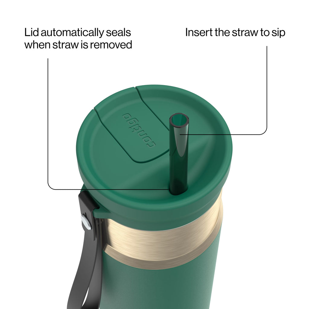 Contigo SnapSeal Leakproof Stainless Steel Reusable Water Bottle with Carrying Strap, Dark Blue/Bronze, 24 oz - 2NSK