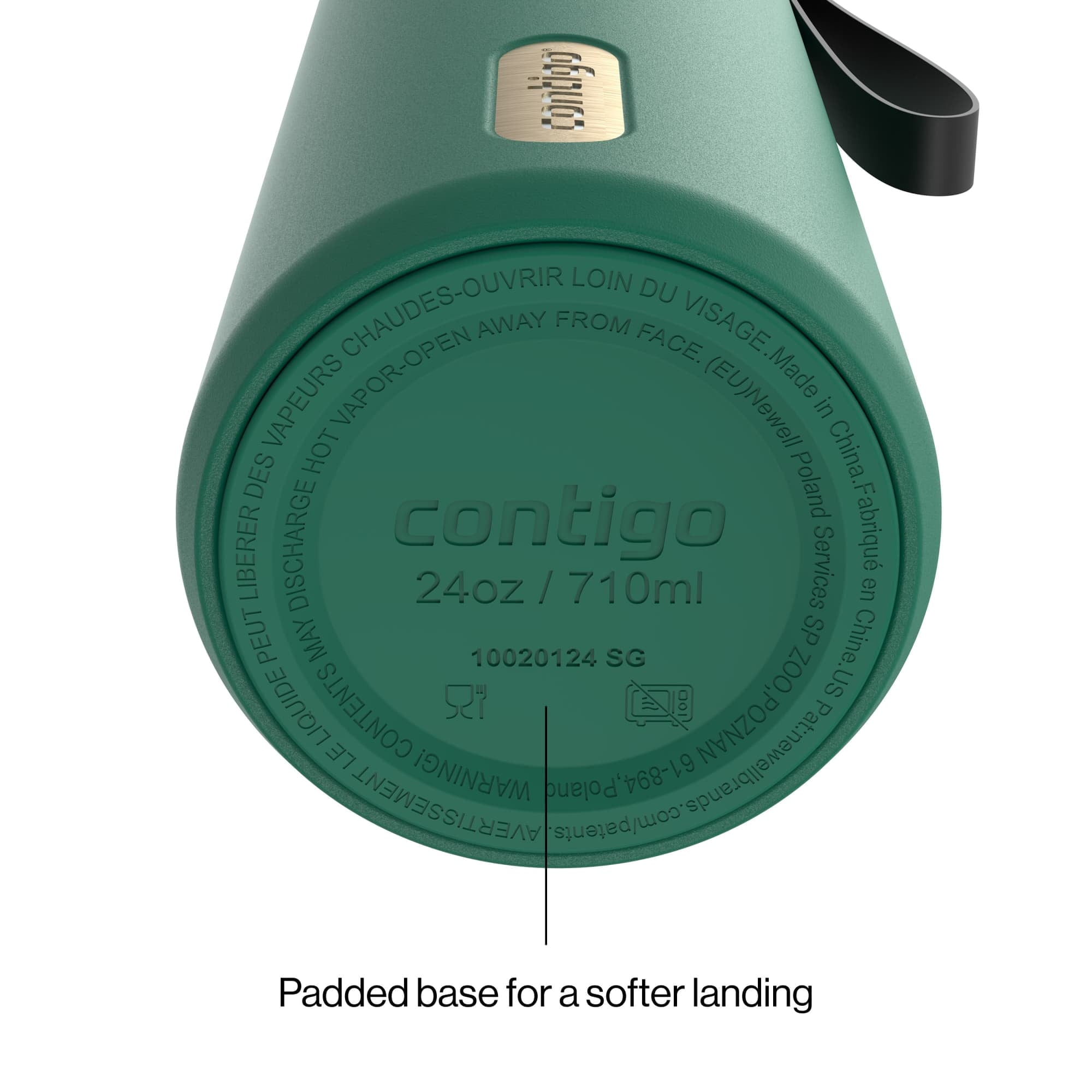 Contigo SnapSeal Leakproof Stainless Steel Reusable Water Bottle with Carrying Strap, Dark Blue/Bronze, 24 oz - 2NSK