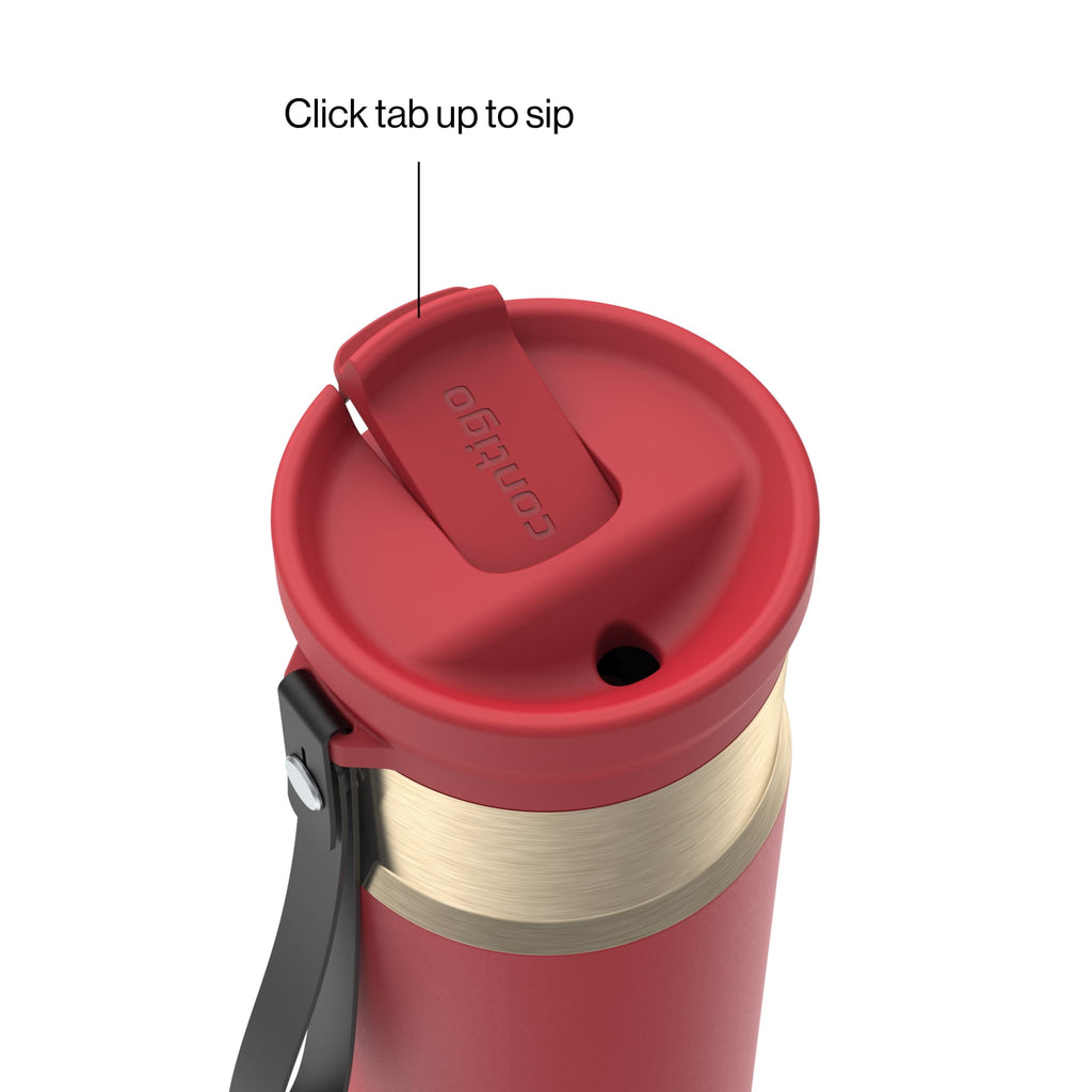 Contigo SnapSeal Leakproof Stainless Steel Reusable Water Bottle with Carrying Strap, Dark Blue/Bronze, 24 oz - 2NSK
