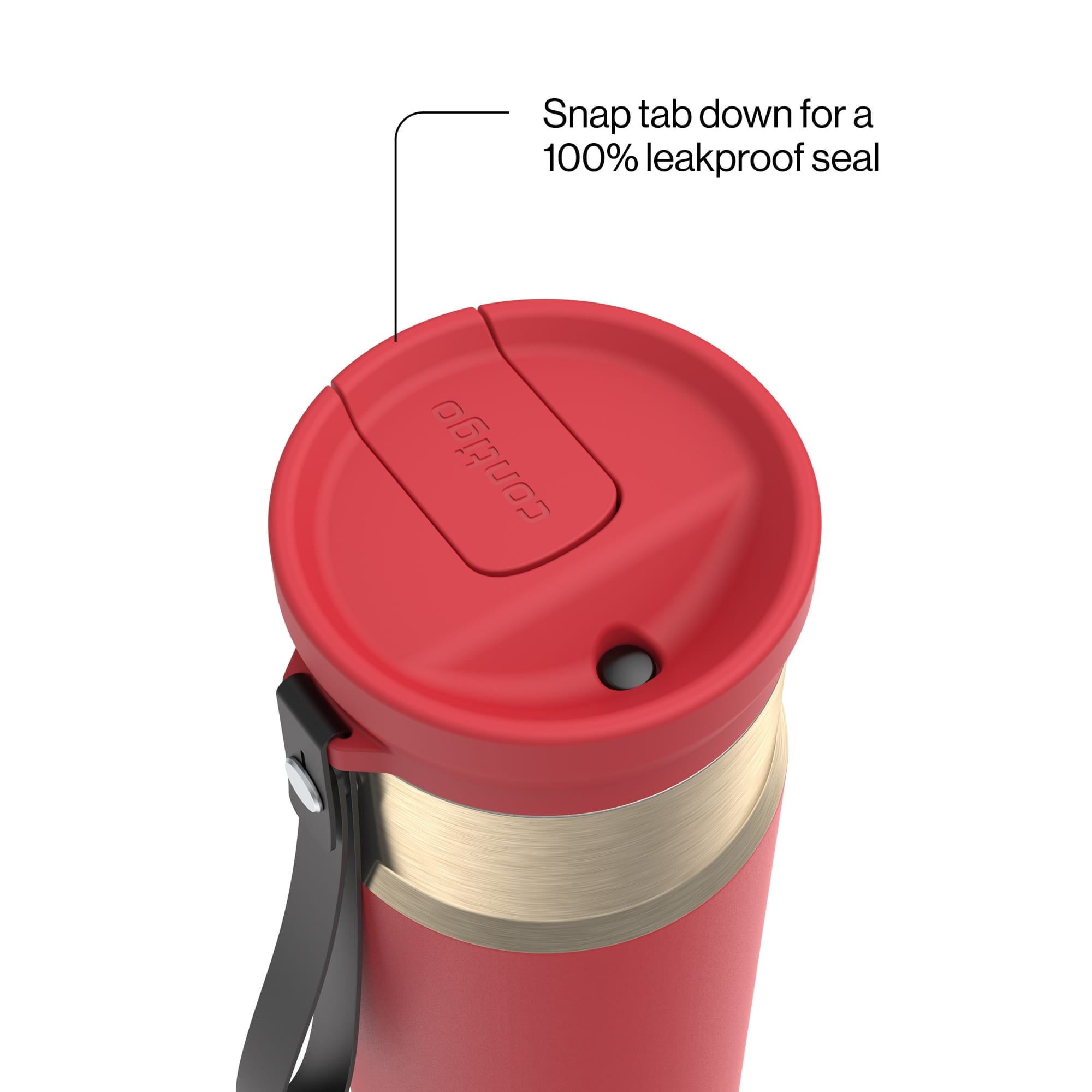 Contigo SnapSeal Leakproof Stainless Steel Reusable Water Bottle with Carrying Strap, Dark Blue/Bronze, 24 oz - 2NSK