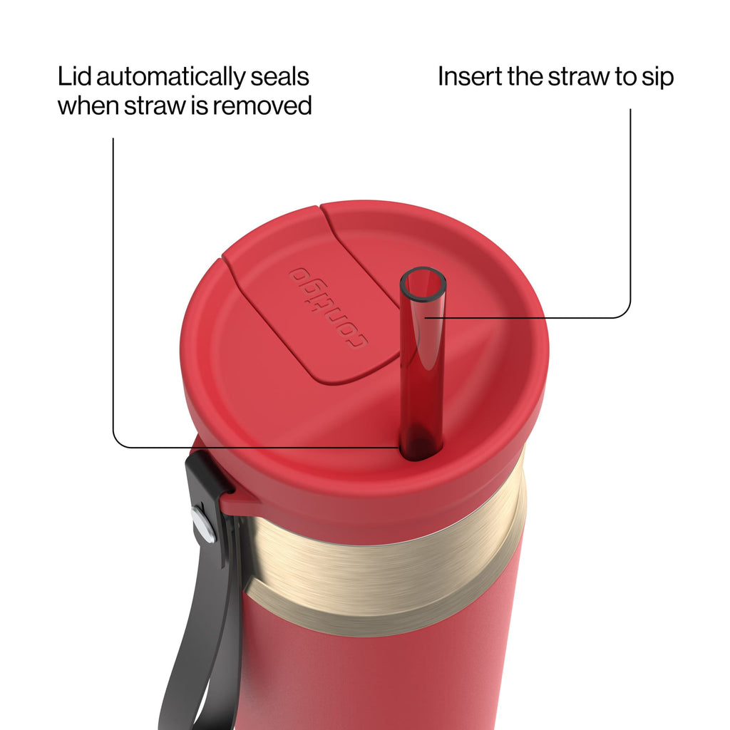 Contigo SnapSeal Leakproof Stainless Steel Reusable Water Bottle with Carrying Strap, Dark Blue/Bronze, 24 oz - 2NSK