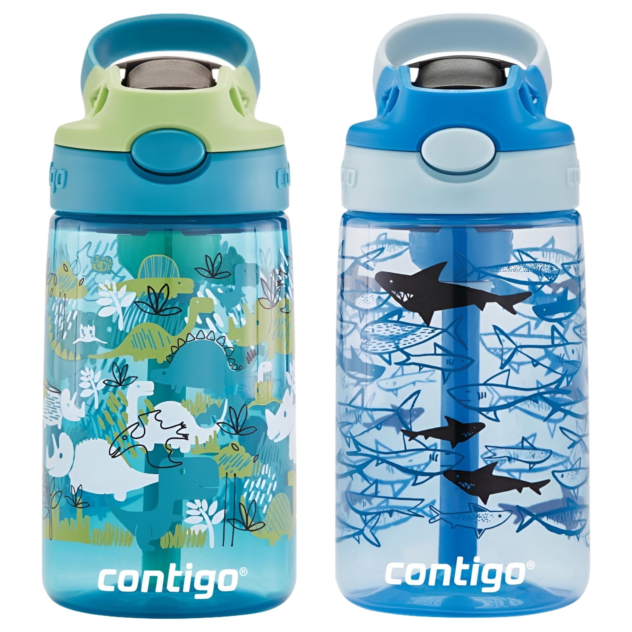 Contigo Kids 2-Pack Straw Water Bottle, 14 oz - Dinos/Sharks - RB8L