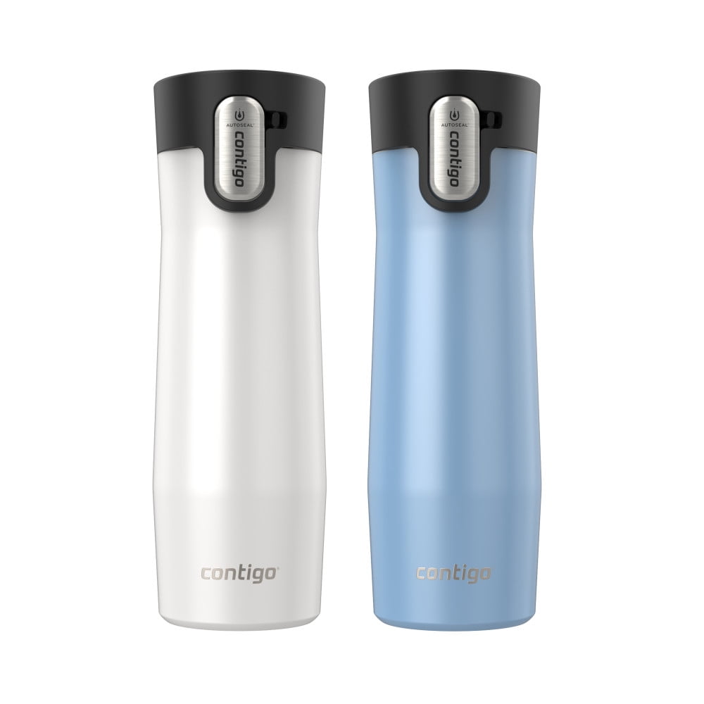 Contigo AUTOSEAL West Loop Vacuum-Insulated Stainless Steel Travel Mug with Easy-Clean Lid, 20 oz, Crystal Lakeside &amp; Crystal Agave, 2-Pack - ZR41