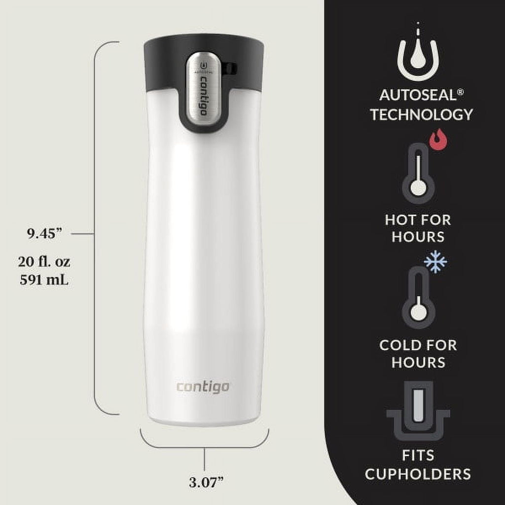 Contigo AUTOSEAL West Loop Vacuum-Insulated Stainless Steel Travel Mug with Easy-Clean Lid, 20 oz, Crystal Lakeside &amp; Crystal Agave, 2-Pack - ZR41