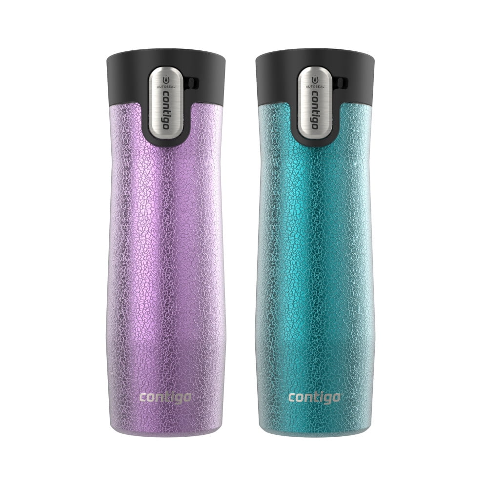 Contigo AUTOSEAL West Loop Vacuum-Insulated Stainless Steel Travel Mug with Easy-Clean Lid, 20 oz, Crystal Lakeside &amp; Crystal Agave, 2-Pack - ZR41