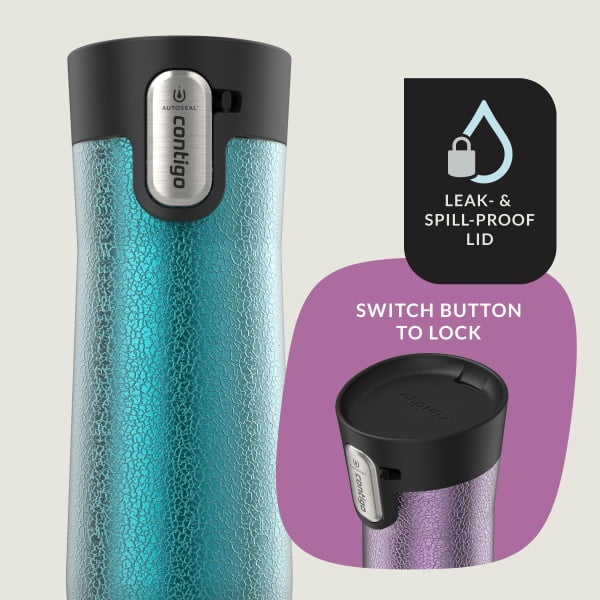 Contigo AUTOSEAL West Loop Vacuum-Insulated Stainless Steel Travel Mug with Easy-Clean Lid, 20 oz, Crystal Lakeside &amp; Crystal Agave, 2-Pack - ZR41
