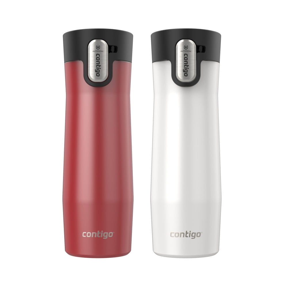 Contigo AUTOSEAL West Loop Vacuum-Insulated Stainless Steel Travel Mug with Easy-Clean Lid, 20 oz, Crystal Lakeside &amp; Crystal Agave, 2-Pack - ZR41
