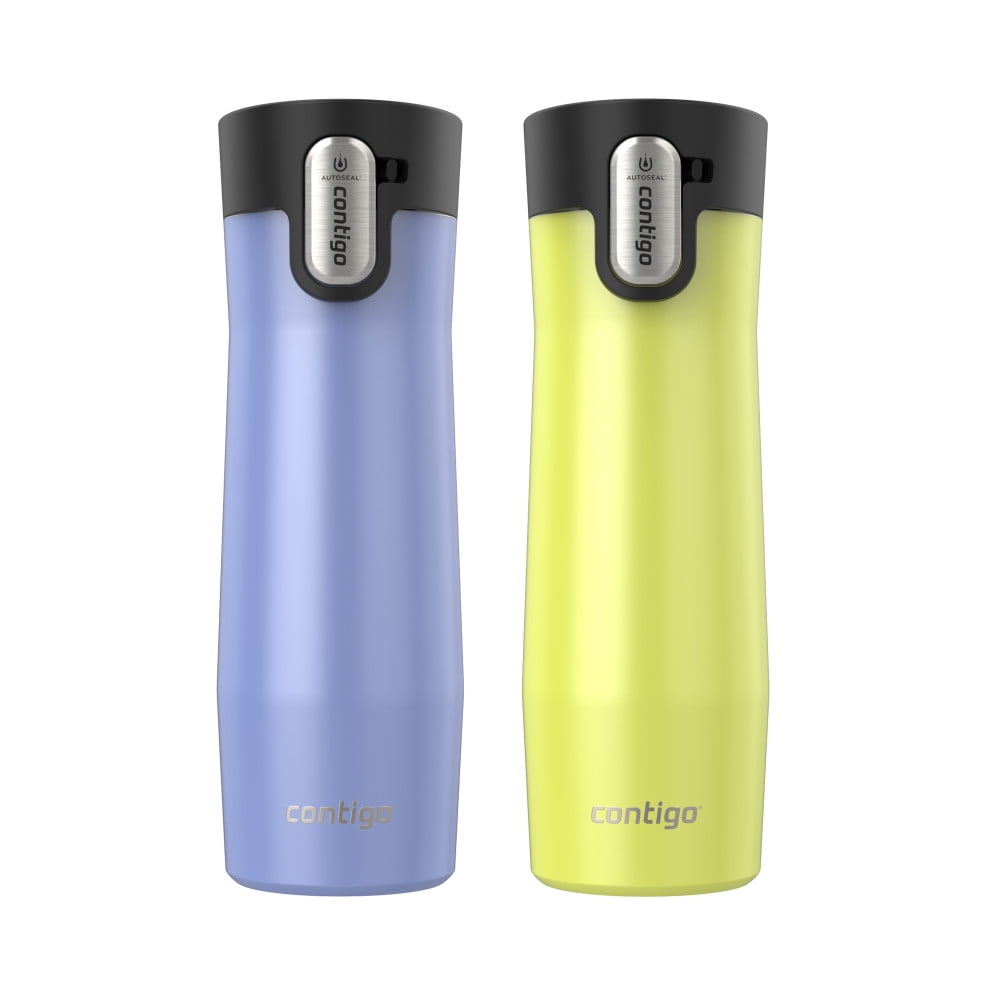 Contigo AUTOSEAL West Loop Vacuum-Insulated Stainless Steel Travel Mug with Easy-Clean Lid, 20 oz, Crystal Lakeside &amp; Crystal Agave, 2-Pack - ZR41