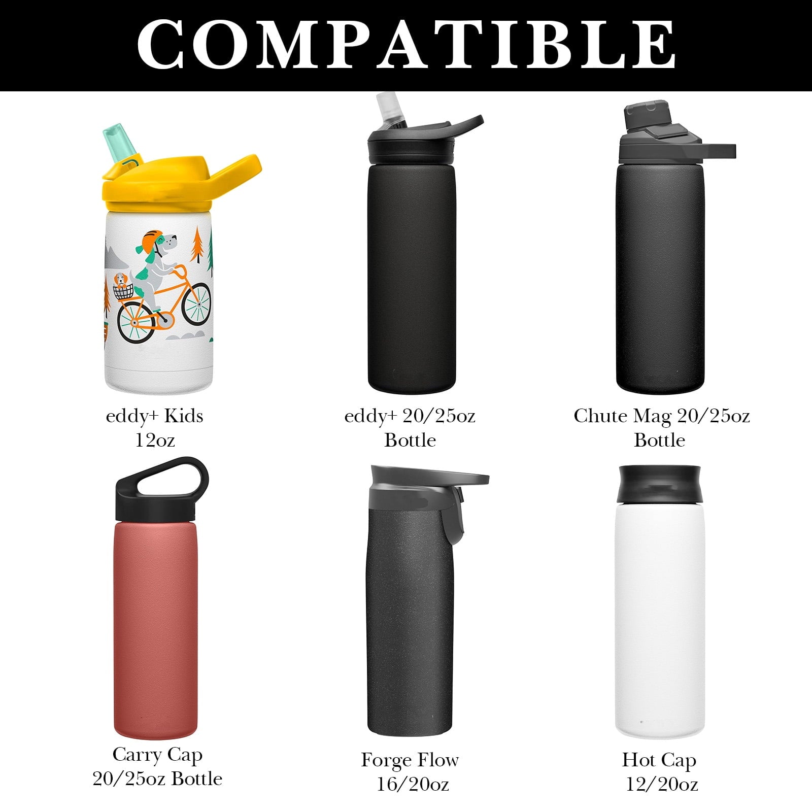 Linkidea 6 Pack Water Bottle Bottom Pad Compatible with CamelBak eddy+ Steel Bottle 20/25oz, Chute Mag Bottle, Silicone Anti-Slip Waterbottle Base Silencer Rubber Protector - DLEL