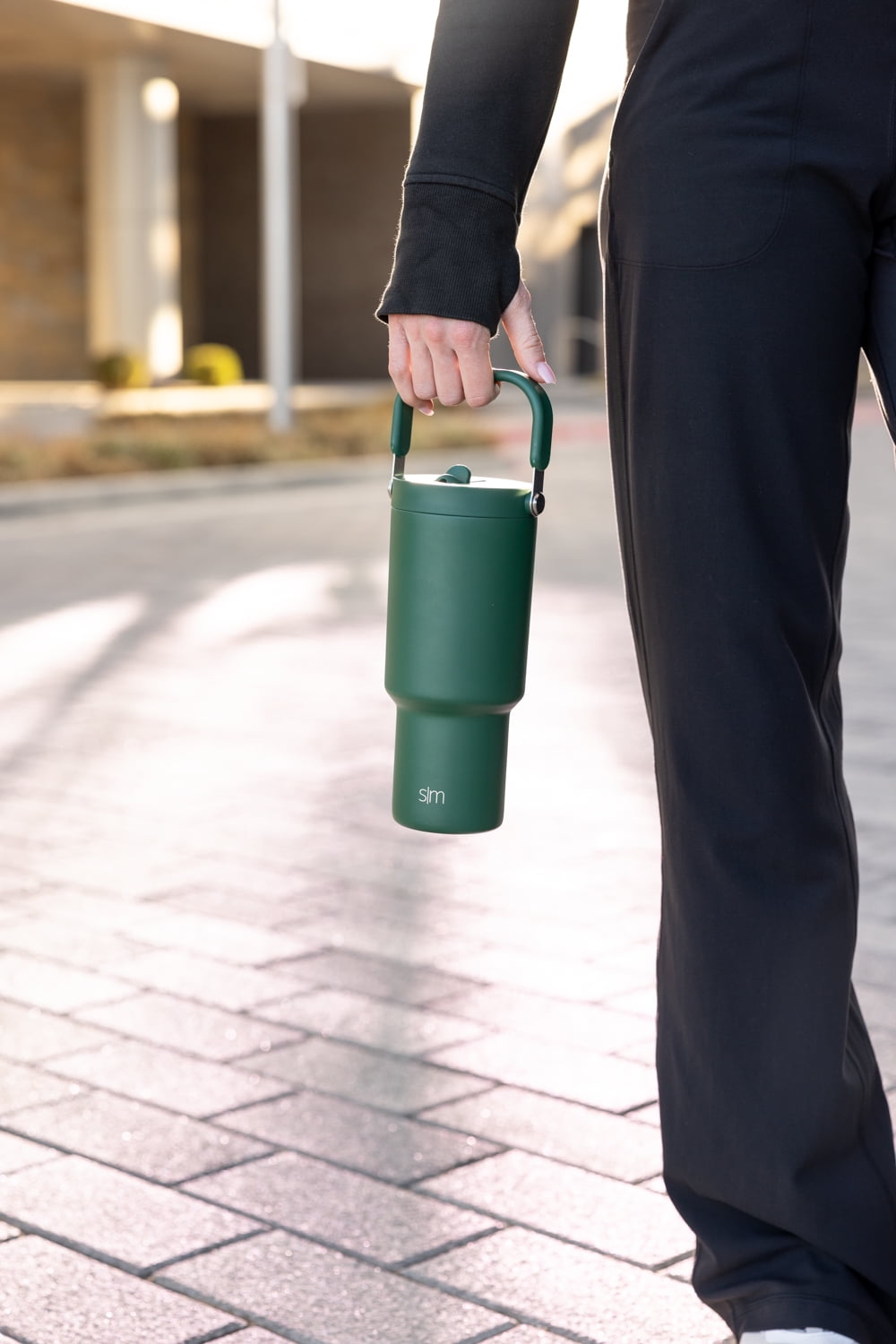Simple Modern 30 fl oz Insulated Stainless Steel Trek Pivot Tumbler with Straw Lid and Top Handle|Forest - 7G37
