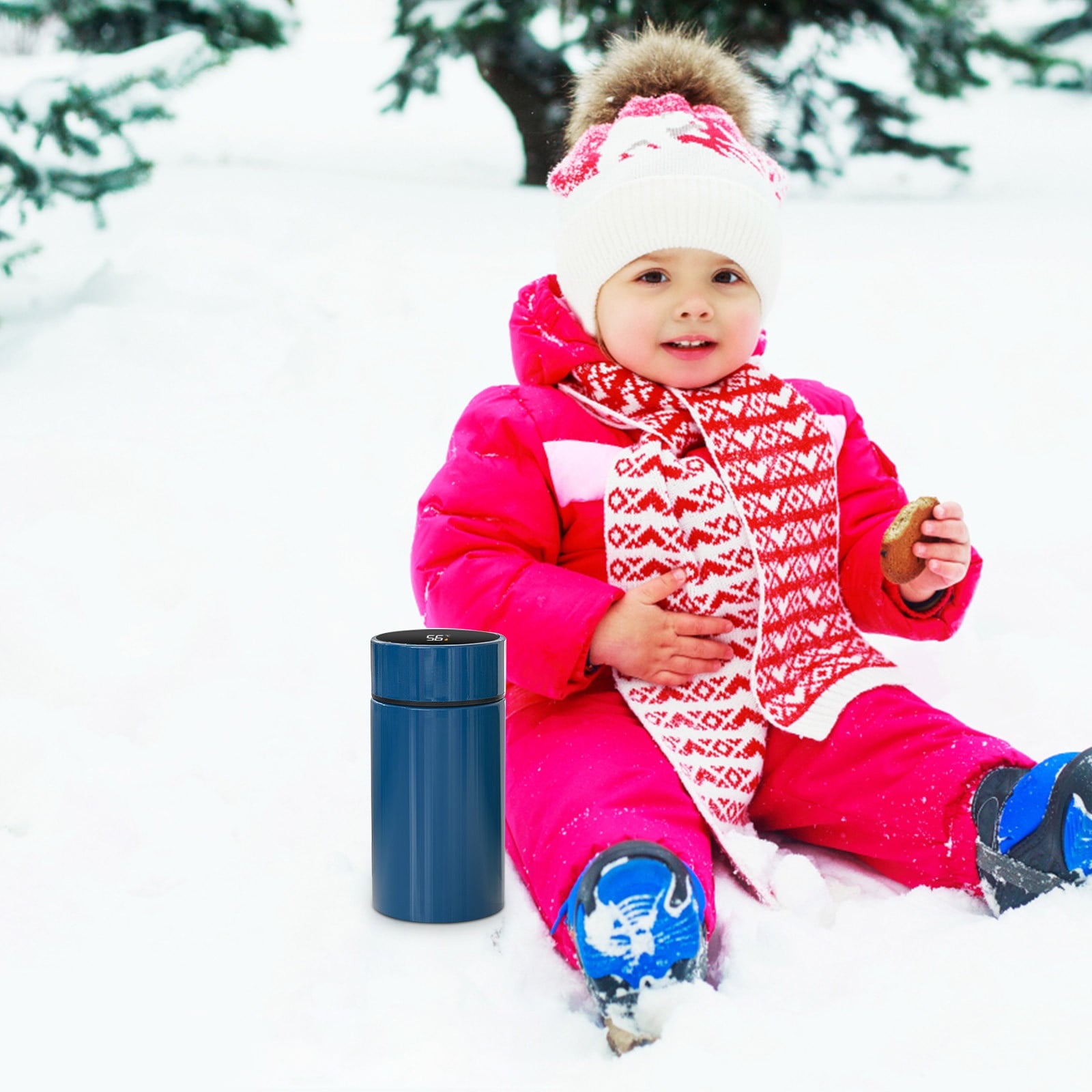 Stainless Steel Insulation Cup Cute Mini Portable Children Student Water Bottle Coffee Travel Mug LED Temperature Display Double Walled Vacuum Long Lasting Insulation - E664