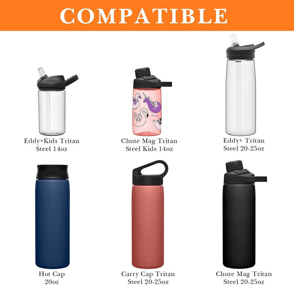 Linkidea 2 Pack Water Bottle Boot Compatible with CamelBak Eddy+20oz/25oz, Chute Mag 20oz/25oz, Carry Cap, Silicone Anti-Slip Bottle Bottom Bumper Protector (Orange) - YEES