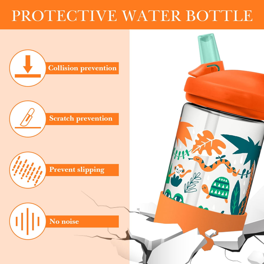 Linkidea 2 Pack Water Bottle Boot Compatible with CamelBak Eddy+20oz/25oz, Chute Mag 20oz/25oz, Carry Cap, Silicone Anti-Slip Bottle Bottom Bumper Protector (Orange) - YEES