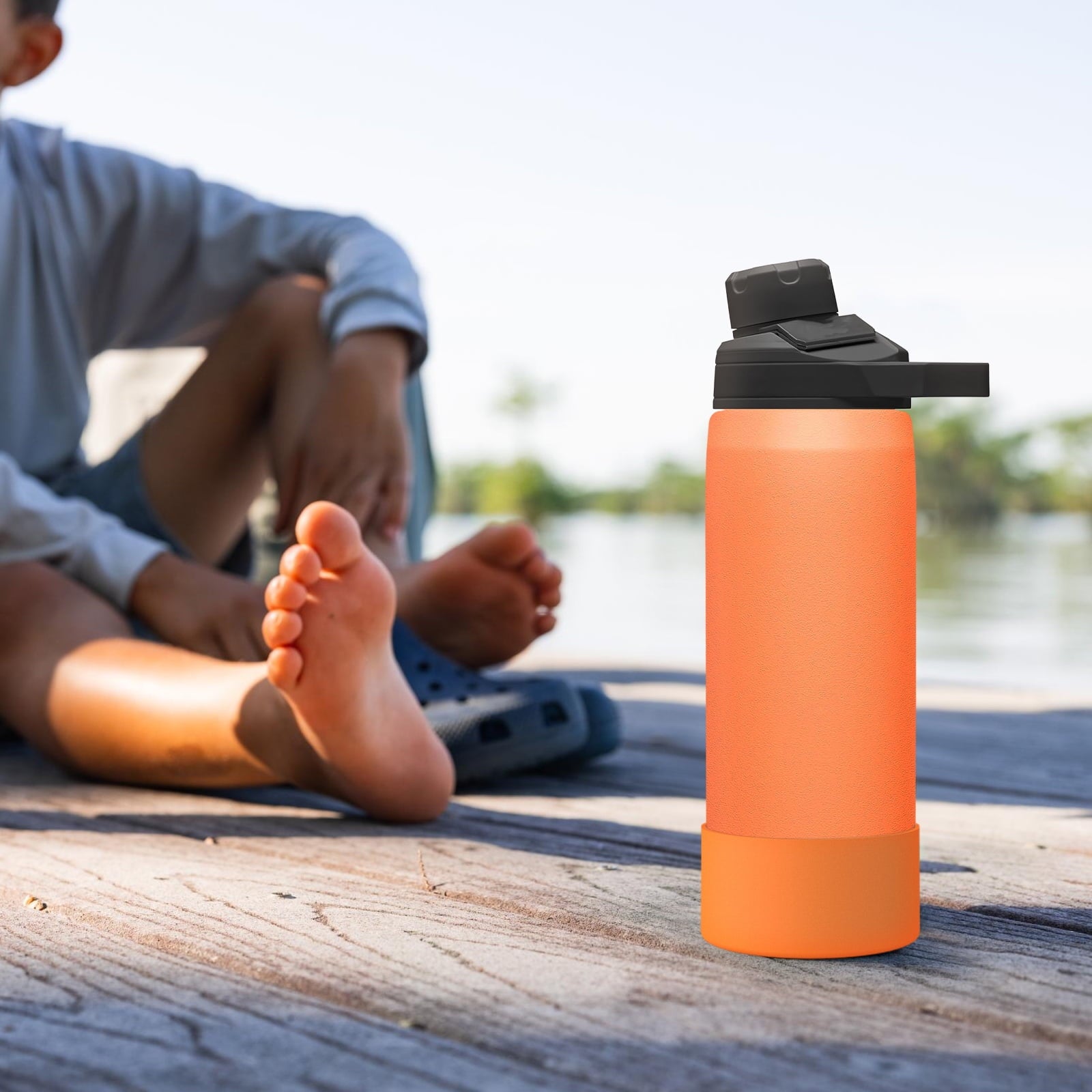 Linkidea 2 Pack Water Bottle Boot Compatible with CamelBak Eddy+20oz/25oz, Chute Mag 20oz/25oz, Carry Cap, Silicone Anti-Slip Bottle Bottom Bumper Protector (Orange) - YEES