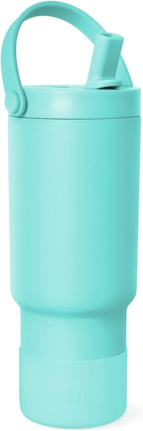 Simple Modern 24 fl oz Insulated Stainless Steel Trek Pivot Tumbler with Straw Lid and Top Handle|Seaside Blue - E9IO