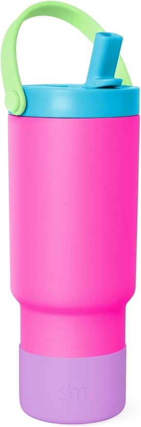 Simple Modern 24 fl oz Insulated Stainless Steel Trek Pivot Tumbler with Straw Lid and Top Handle|Seaside Blue - E9IO
