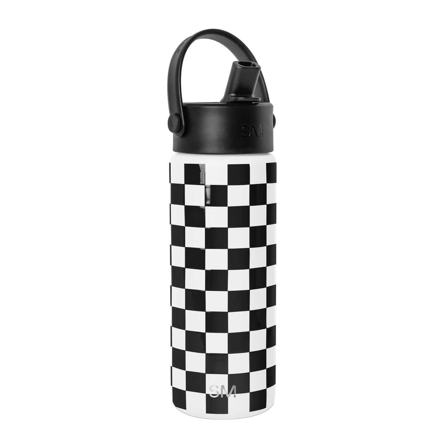 Simple Modern 18 fl oz Insulated Stainless Steel Summit Wide Mouth Water Bottle with Handle and Straw Lid|Black and White Checkmate - GQ5P
