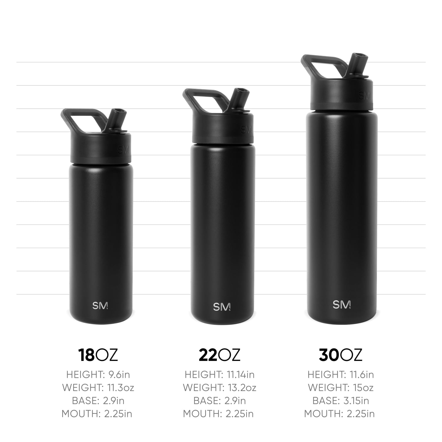 Simple Modern 18 fl oz Insulated Stainless Steel Summit Wide Mouth Water Bottle with Handle and Straw Lid|Black and White Checkmate - GQ5P