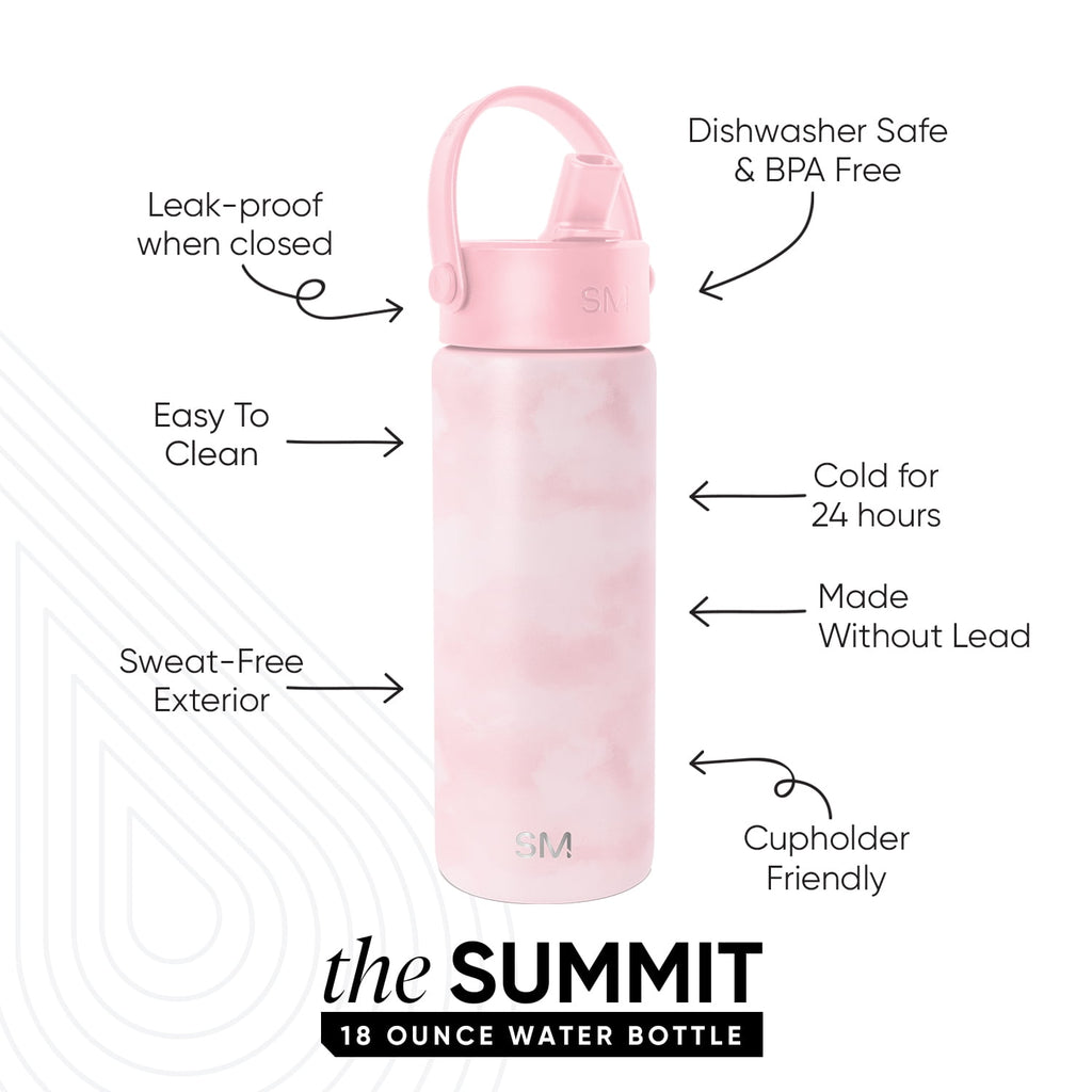 Simple Modern 18 fl oz Insulated Stainless Steel Summit Wide Mouth Water Bottle with Handle and Straw Lid|Black and White Checkmate - GQ5P