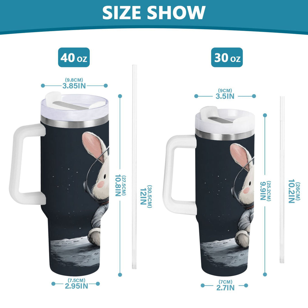 40 oz Insulated Stainless Steel Tumbler Double Wall Stainless Steel Tumbler with 2-Way Drinking Rabbit in A Space - MD1S