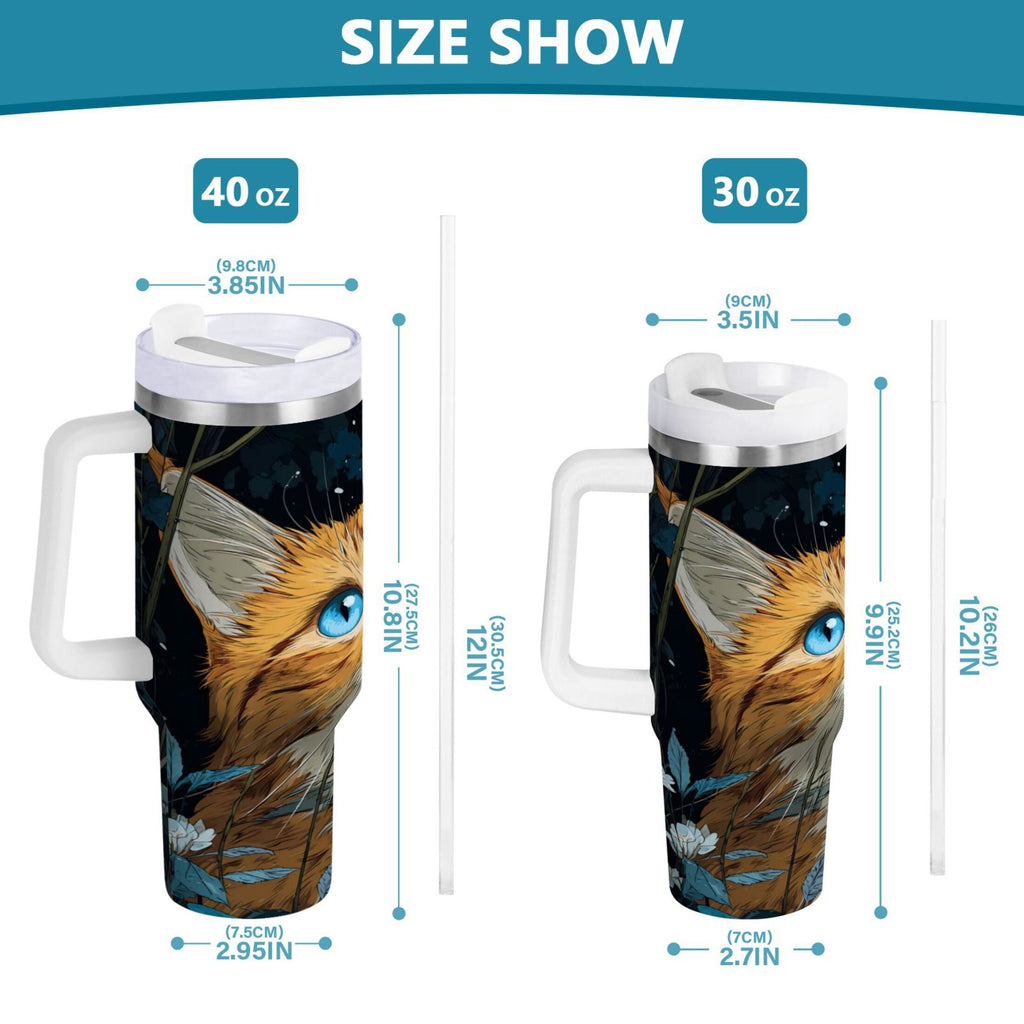 30 oz Insulated Stainless Steel Tumbler Double Wall Stainless Steel Tumbler with 2-Way Drinking Orange Cat with Blue Eyes - PSJO