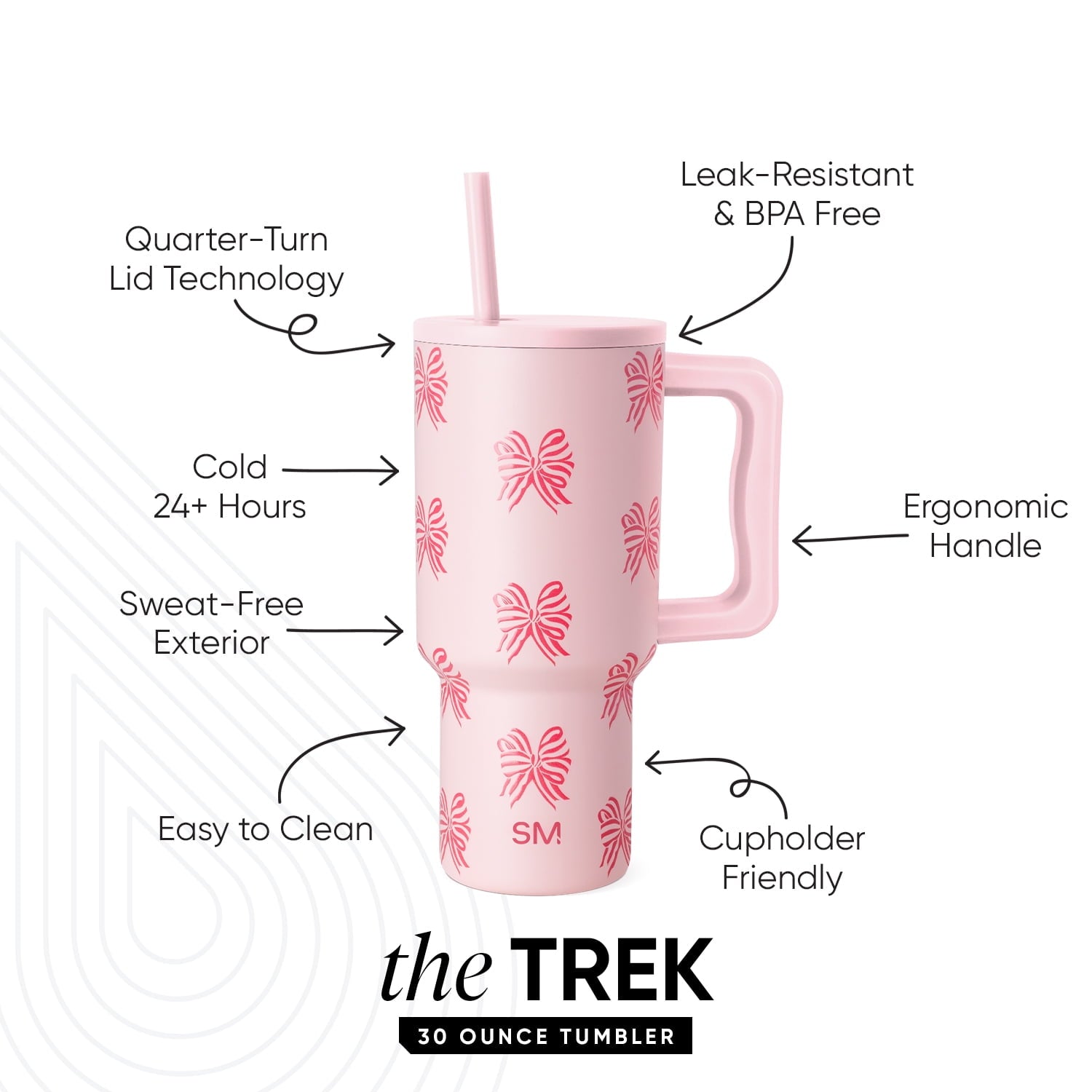 Simple Modern 30 fl oz Insulated Stainless Steel Trek Tumbler with Straw Lid | Seaglass Sage and Cream Checkmate - B21Q