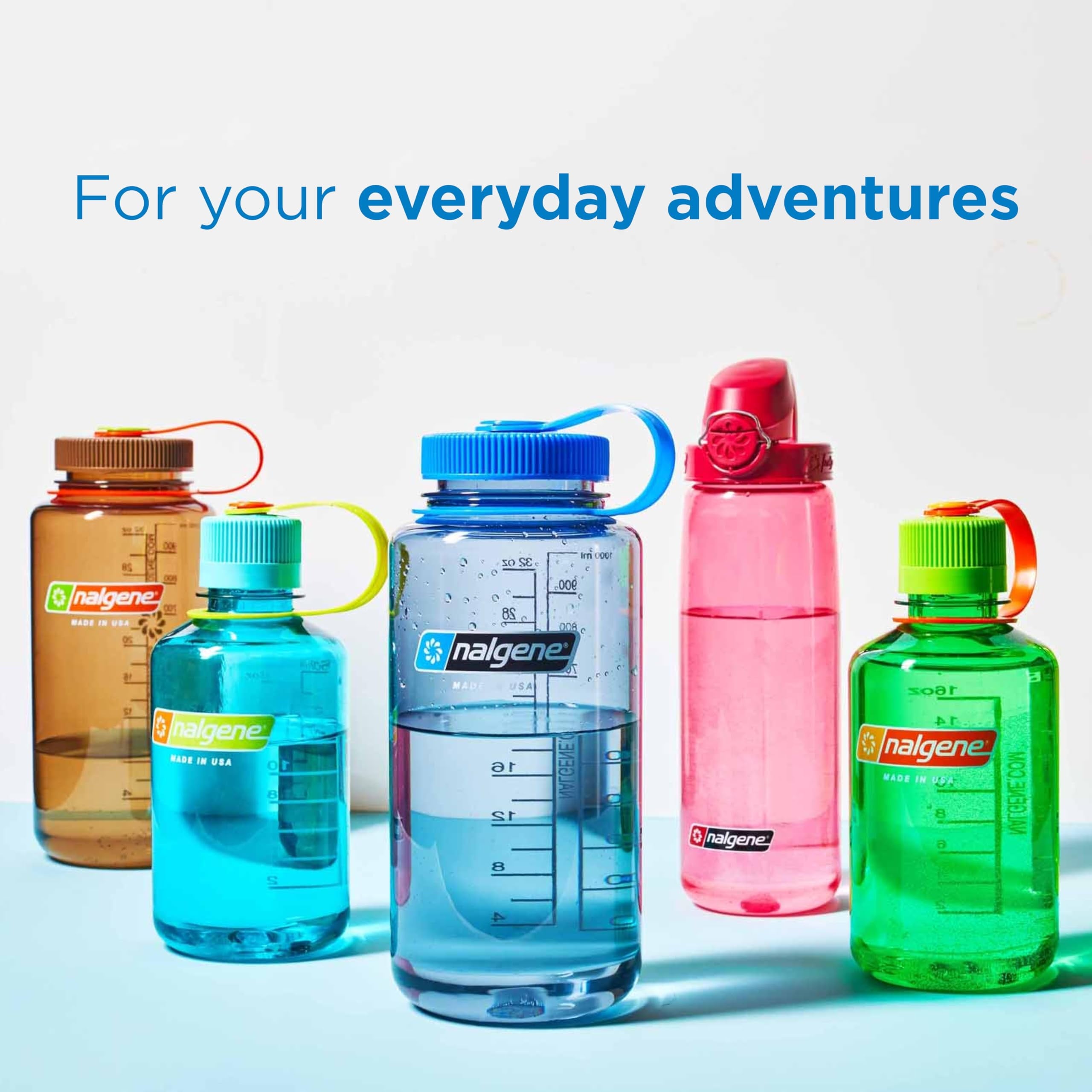 Nalgene Sustain Tritan BPA-Free Water Bottle Made with Material Derived from 50% Plastic Waste (using ISCC certified mass balance), 32 OZ, Narrow Mouth, Cerulean - 21EB