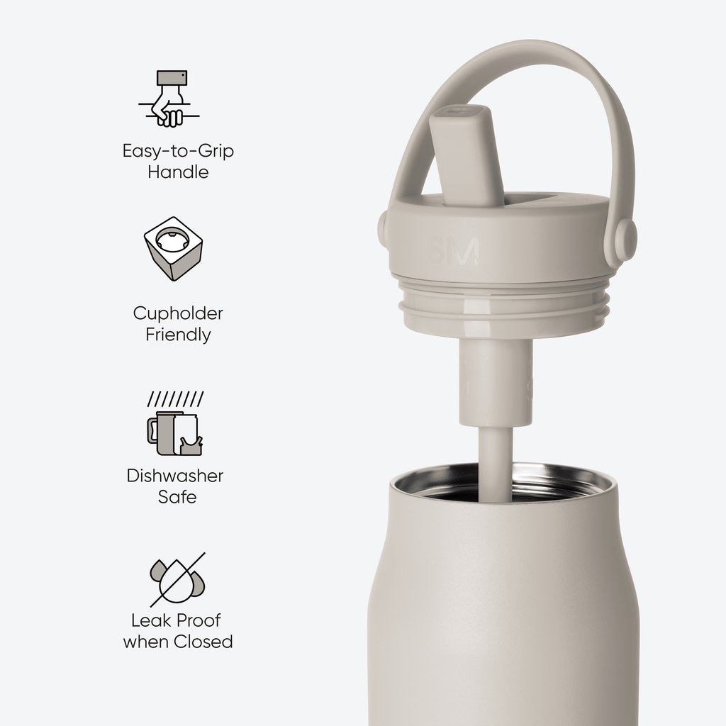 Simple Modern 34 fl oz Insulated Stainless Steel Mesa Wide Mouth Water Bottle with Handle and Push Button Straw Lid | Mystifying Blue Checkmate - QK5M