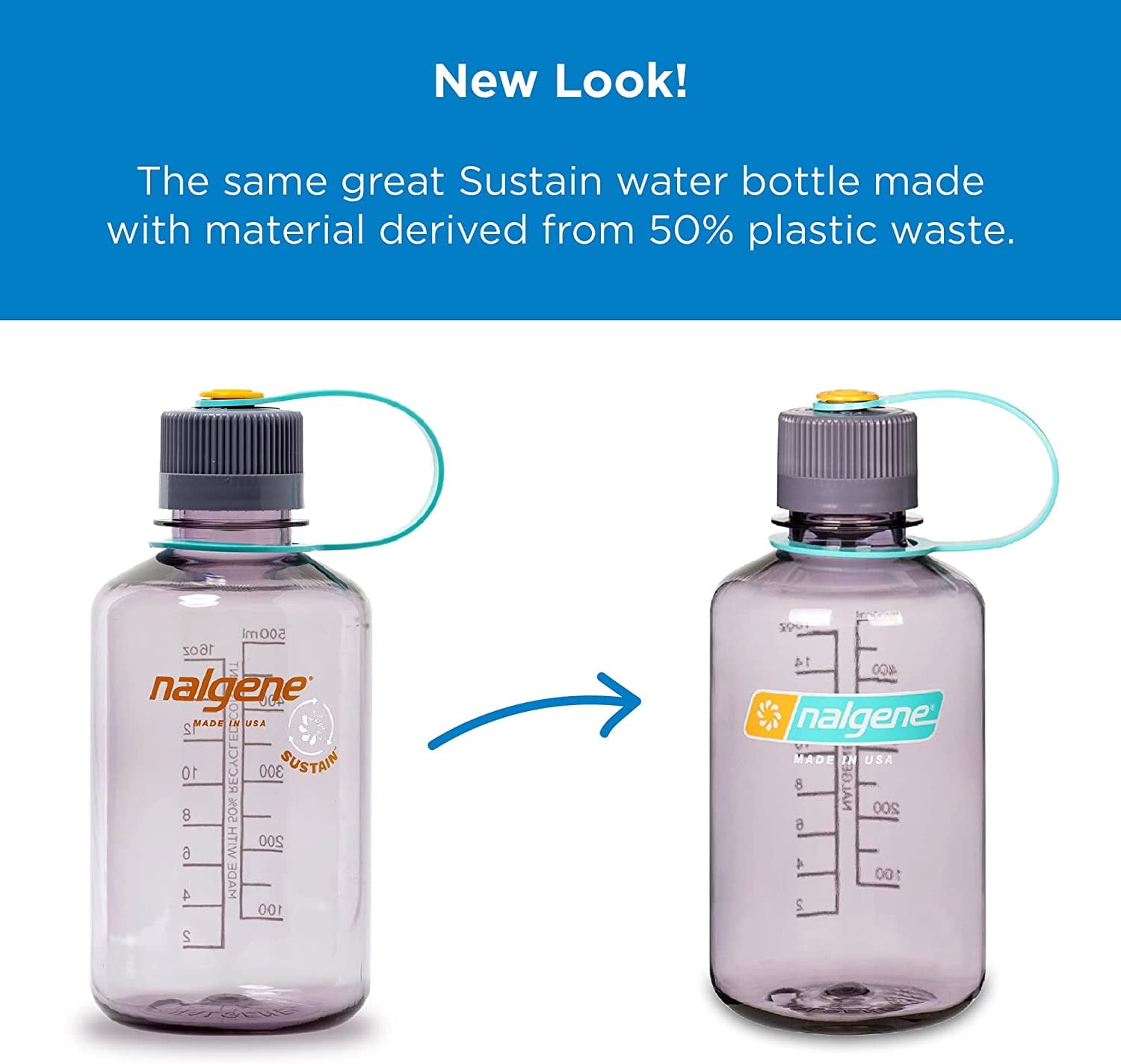 Nalgene Sustain 16 oz. Narrow Mouth Water Bottle - Cornflower Blue - 9JZL