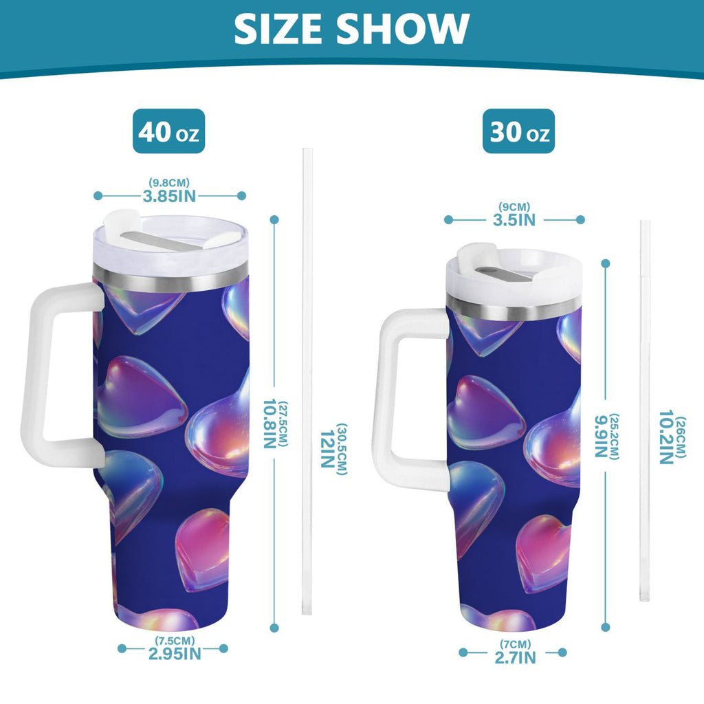 30 oz Insulated Stainless Steel Tumbler Double Wall Stainless Steel Tumbler with 2-Way Drinking Pink-purple Hearts - DBYI