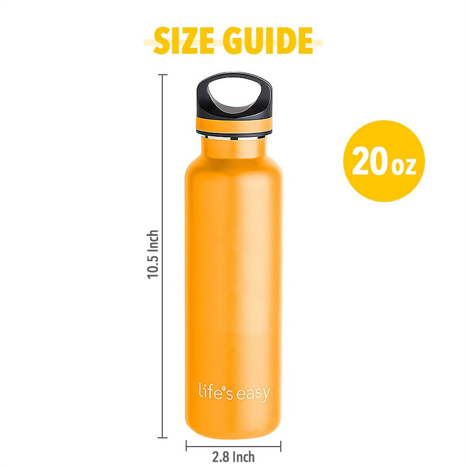 LIFE'S EASY 20 oz. Sports Insulated Water Bottle with Lid. Stainless Steel Vacuum Double Wall Thermo for Modern Hot and Cold Drinks, Simple Metal Hydro Canteen for Travel Men and Women (White) - BSX7