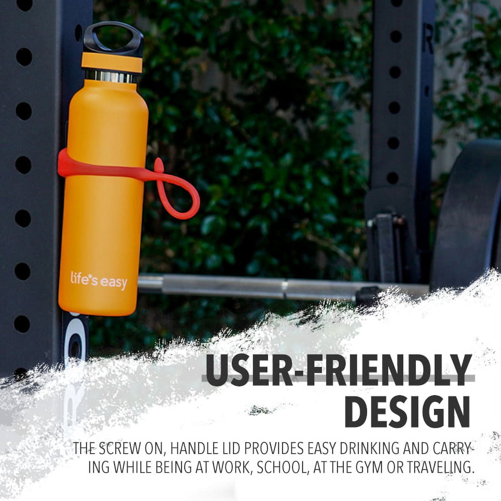 LIFE'S EASY 20 oz. Sports Insulated Water Bottle with Lid. Stainless Steel Vacuum Double Wall Thermo for Modern Hot and Cold Drinks, Simple Metal Hydro Canteen for Travel Men and Women (White) - BSX7