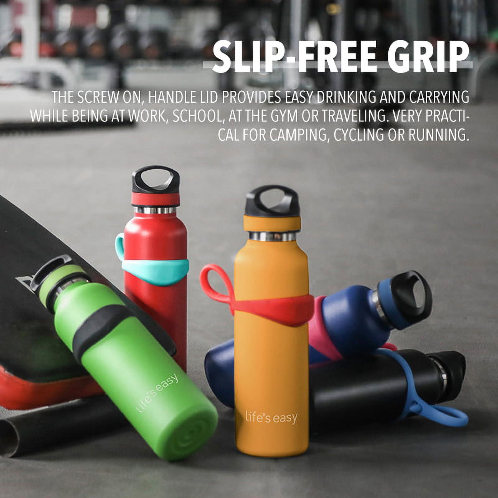 LIFE'S EASY 20 oz. Sports Insulated Water Bottle with Lid. Stainless Steel Vacuum Double Wall Thermo for Modern Hot and Cold Drinks, Simple Metal Hydro Canteen for Travel Men and Women (White) - BSX7