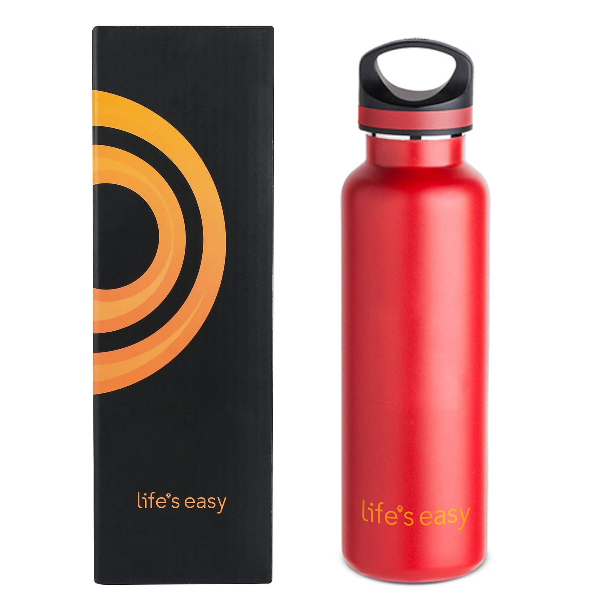 LIFE'S EASY 20 oz. Sports Insulated Water Bottle with Lid. Stainless Steel Vacuum Double Wall Thermo for Modern Hot and Cold Drinks, Simple Metal Hydro Canteen for Travel Men and Women (White) - BSX7