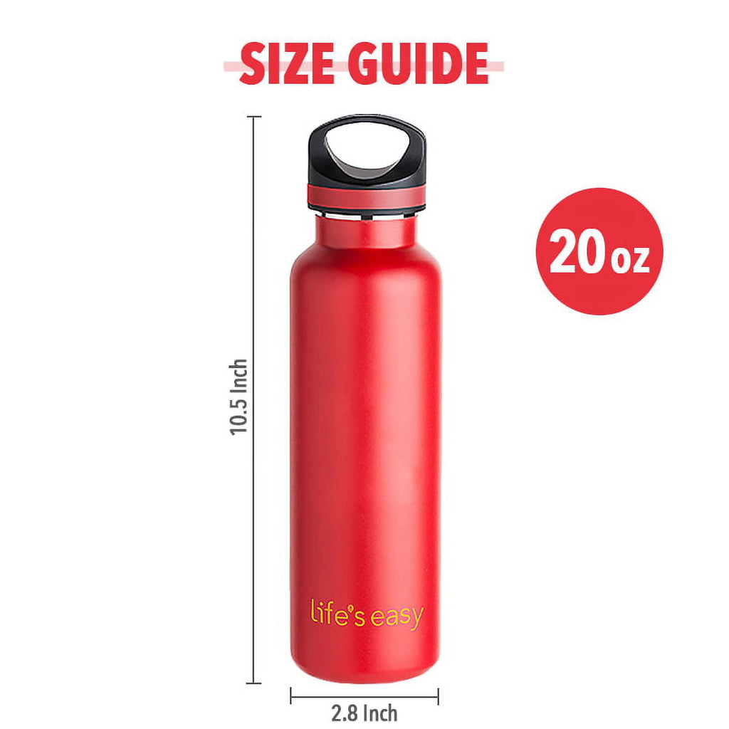LIFE'S EASY 20 oz. Sports Insulated Water Bottle with Lid. Stainless Steel Vacuum Double Wall Thermo for Modern Hot and Cold Drinks, Simple Metal Hydro Canteen for Travel Men and Women (White) - BSX7