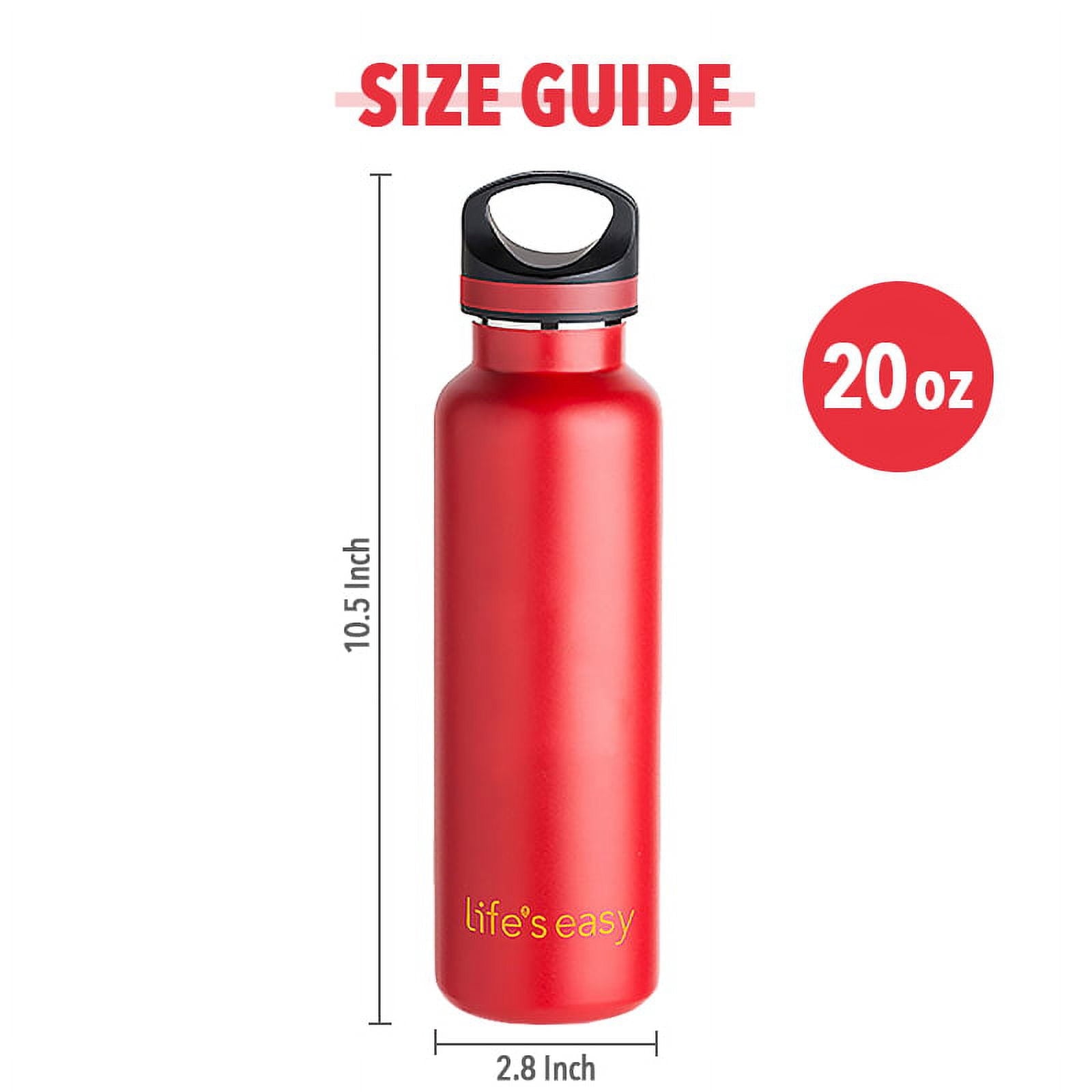 LIFE'S EASY 20 oz. Sports Insulated Water Bottle with Lid. Stainless Steel Vacuum Double Wall Thermo for Modern Hot and Cold Drinks, Simple Metal Hydro Canteen for Travel Men and Women (White) - BSX7