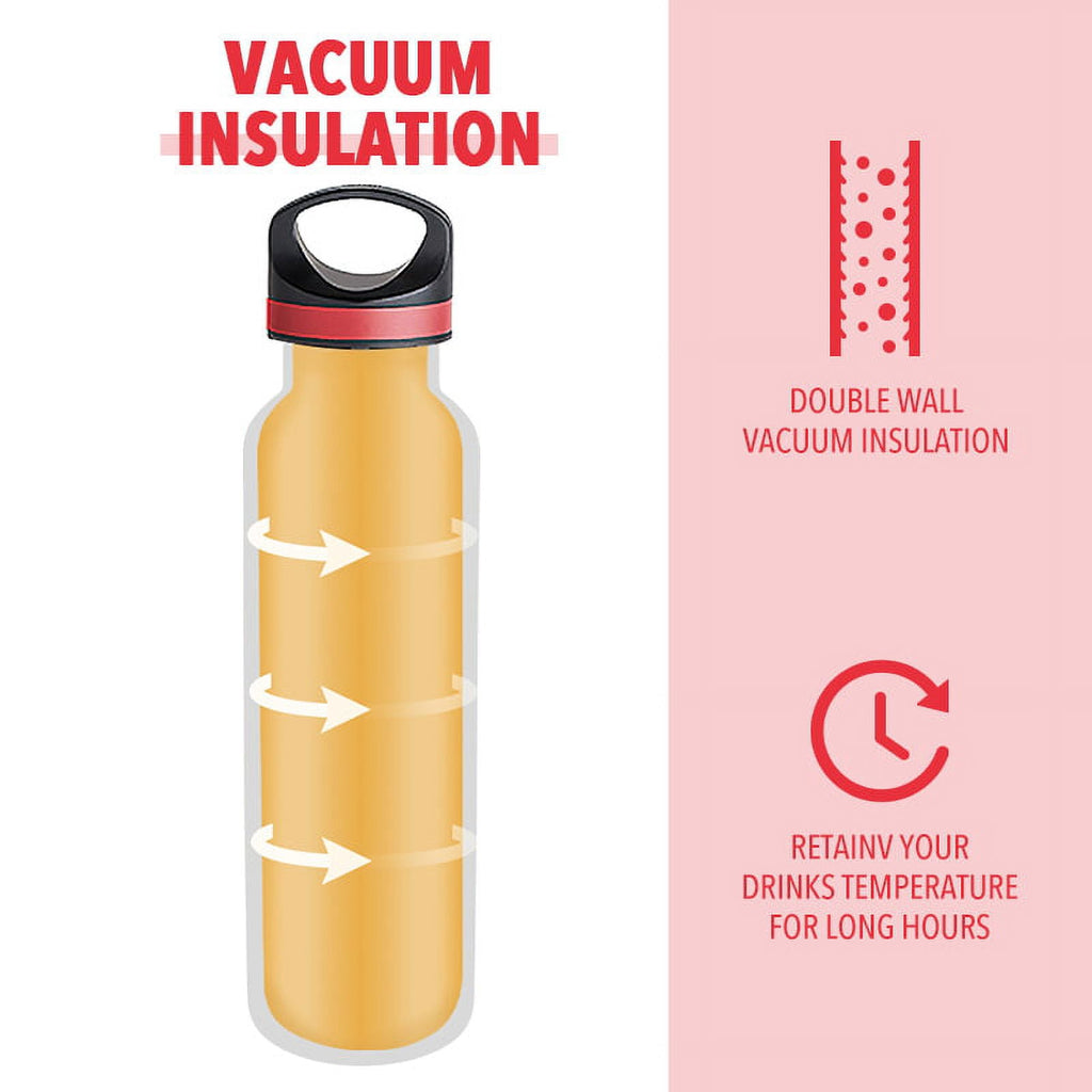 LIFE'S EASY 20 oz. Sports Insulated Water Bottle with Lid. Stainless Steel Vacuum Double Wall Thermo for Modern Hot and Cold Drinks, Simple Metal Hydro Canteen for Travel Men and Women (White) - BSX7