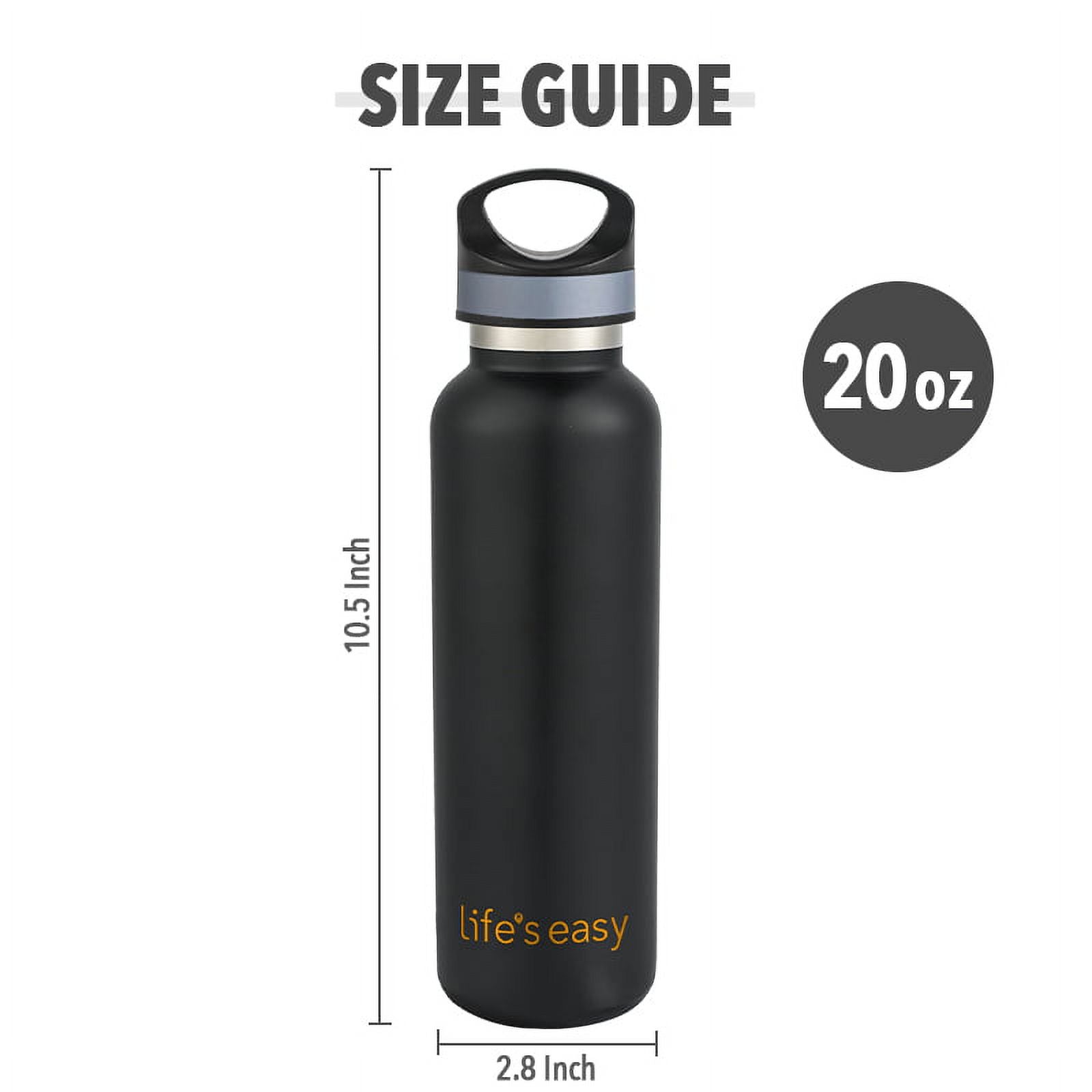LIFE'S EASY 20 oz. Sports Insulated Water Bottle with Lid. Stainless Steel Vacuum Double Wall Thermo for Modern Hot and Cold Drinks, Simple Metal Hydro Canteen for Travel Men and Women (White) - BSX7