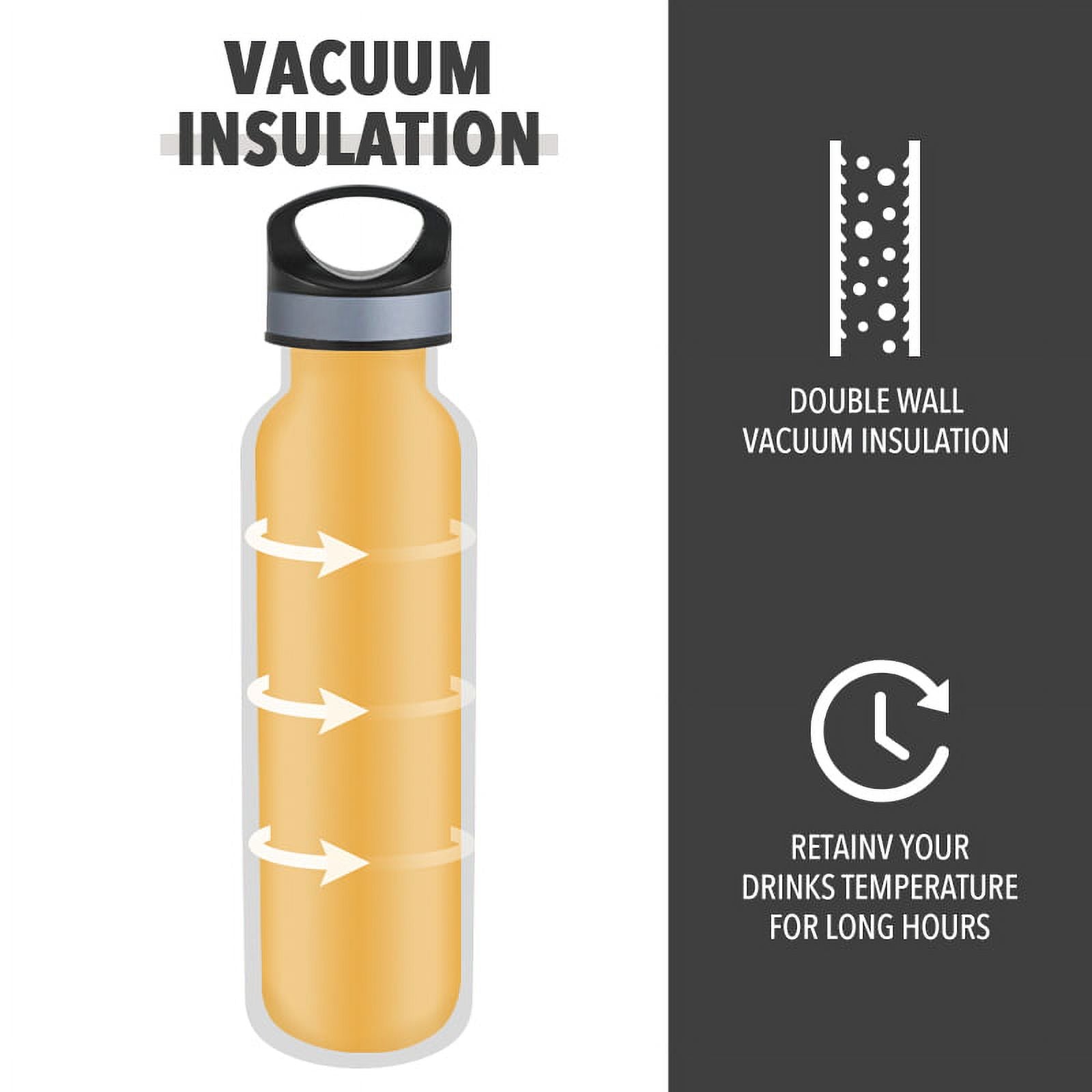 LIFE'S EASY 20 oz. Sports Insulated Water Bottle with Lid. Stainless Steel Vacuum Double Wall Thermo for Modern Hot and Cold Drinks, Simple Metal Hydro Canteen for Travel Men and Women (White) - BSX7