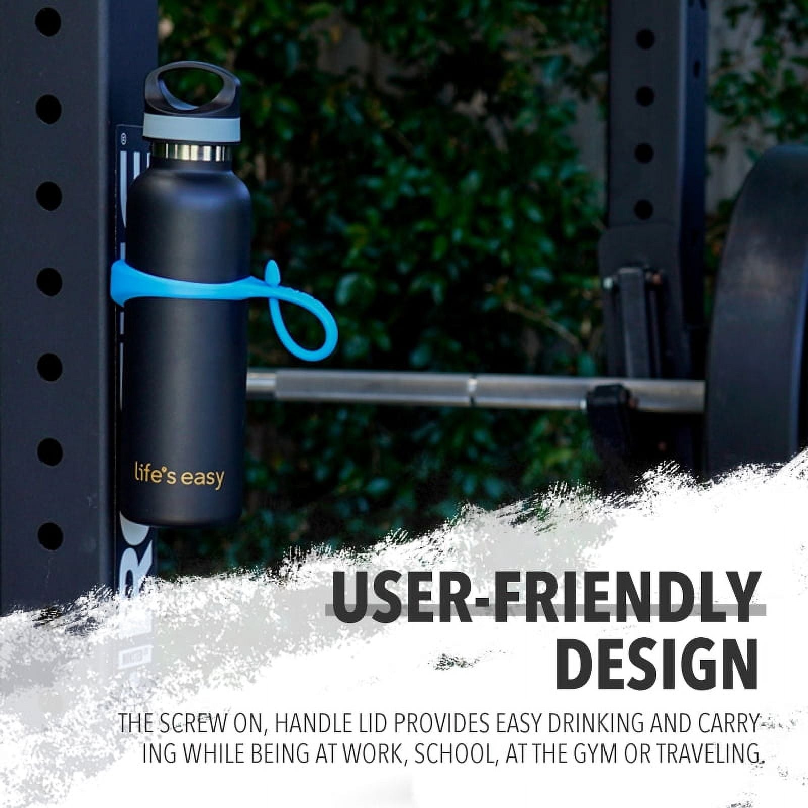 LIFE'S EASY 20 oz. Sports Insulated Water Bottle with Lid. Stainless Steel Vacuum Double Wall Thermo for Modern Hot and Cold Drinks, Simple Metal Hydro Canteen for Travel Men and Women (White) - BSX7