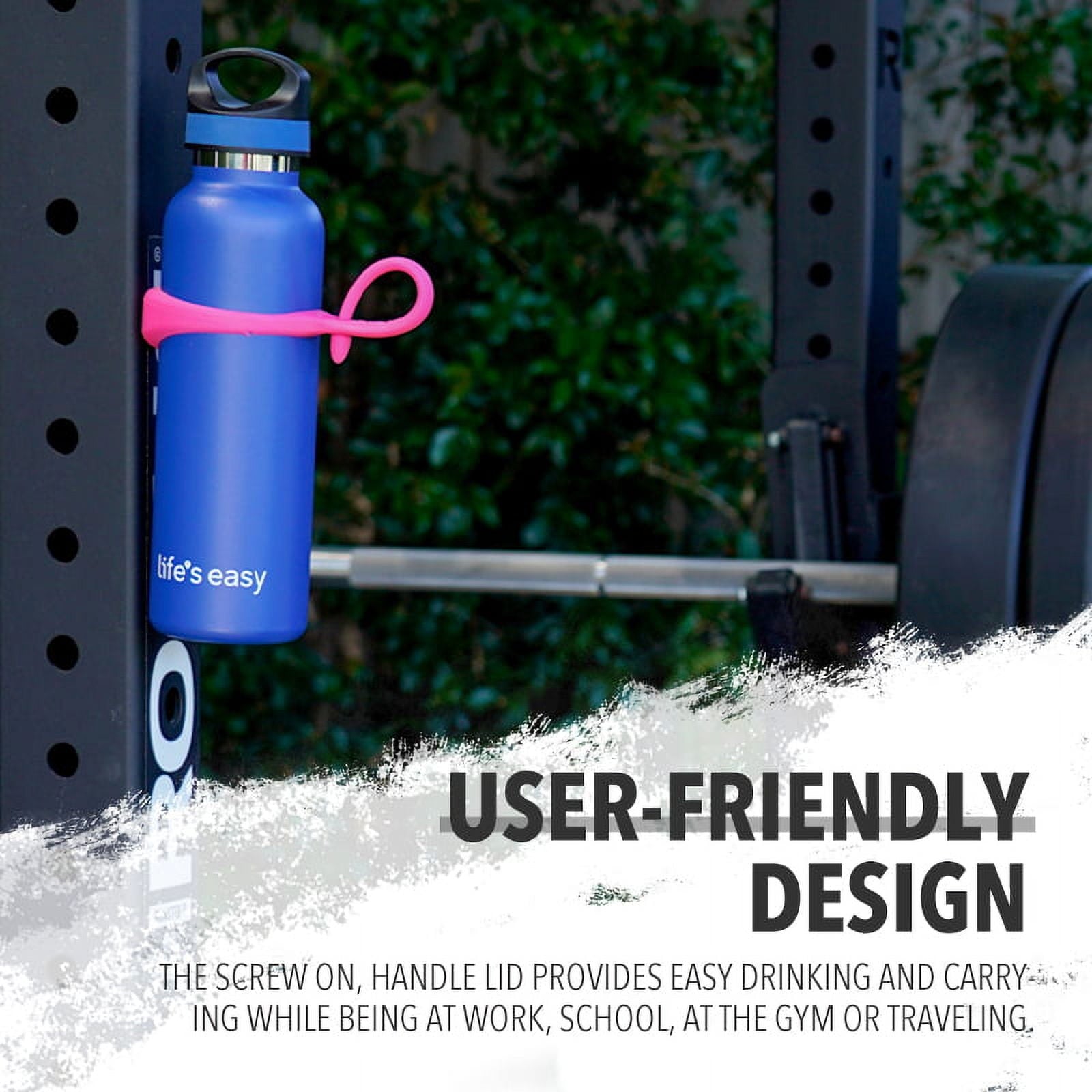 LIFE'S EASY 20 oz. Sports Insulated Water Bottle with Lid. Stainless Steel Vacuum Double Wall Thermo for Modern Hot and Cold Drinks, Simple Metal Hydro Canteen for Travel Men and Women (White) - BSX7