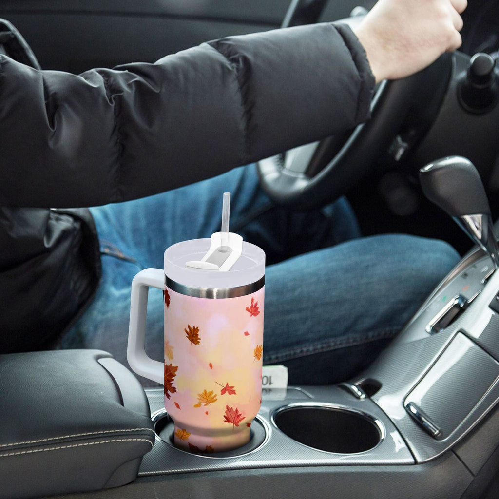 30 oz Insulated Stainless Steel Tumbler Double Wall Stainless Steel Tumbler with 2-Way Drinking Autumn Leaves Falling - 1DYW